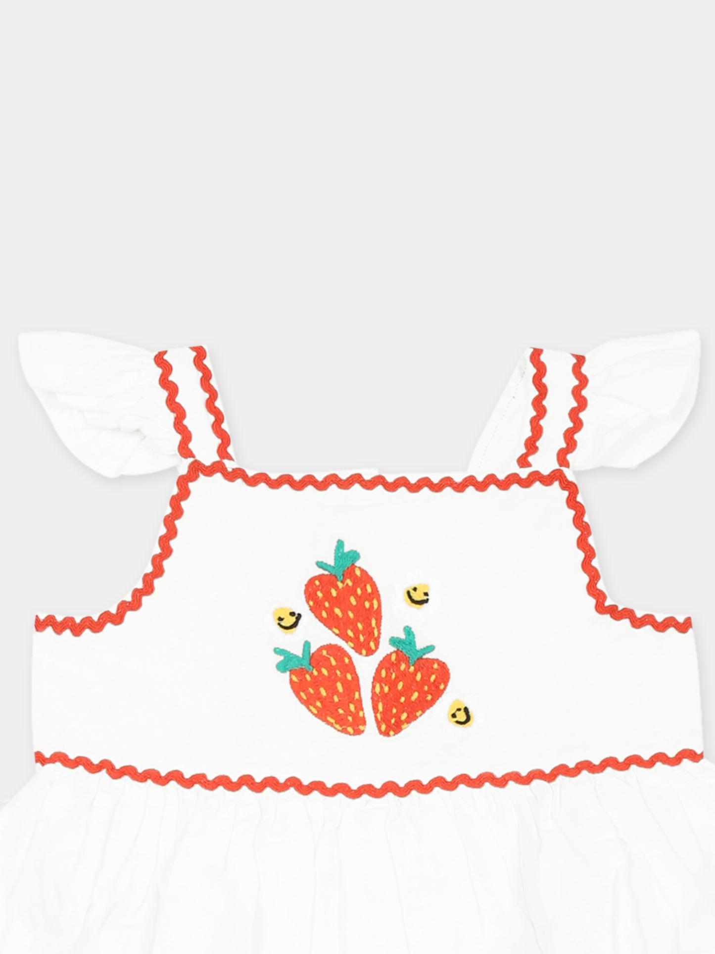Vestito bianco per neonata con fragole,Stella Mccartney Kids,TW1072 Z0138 101