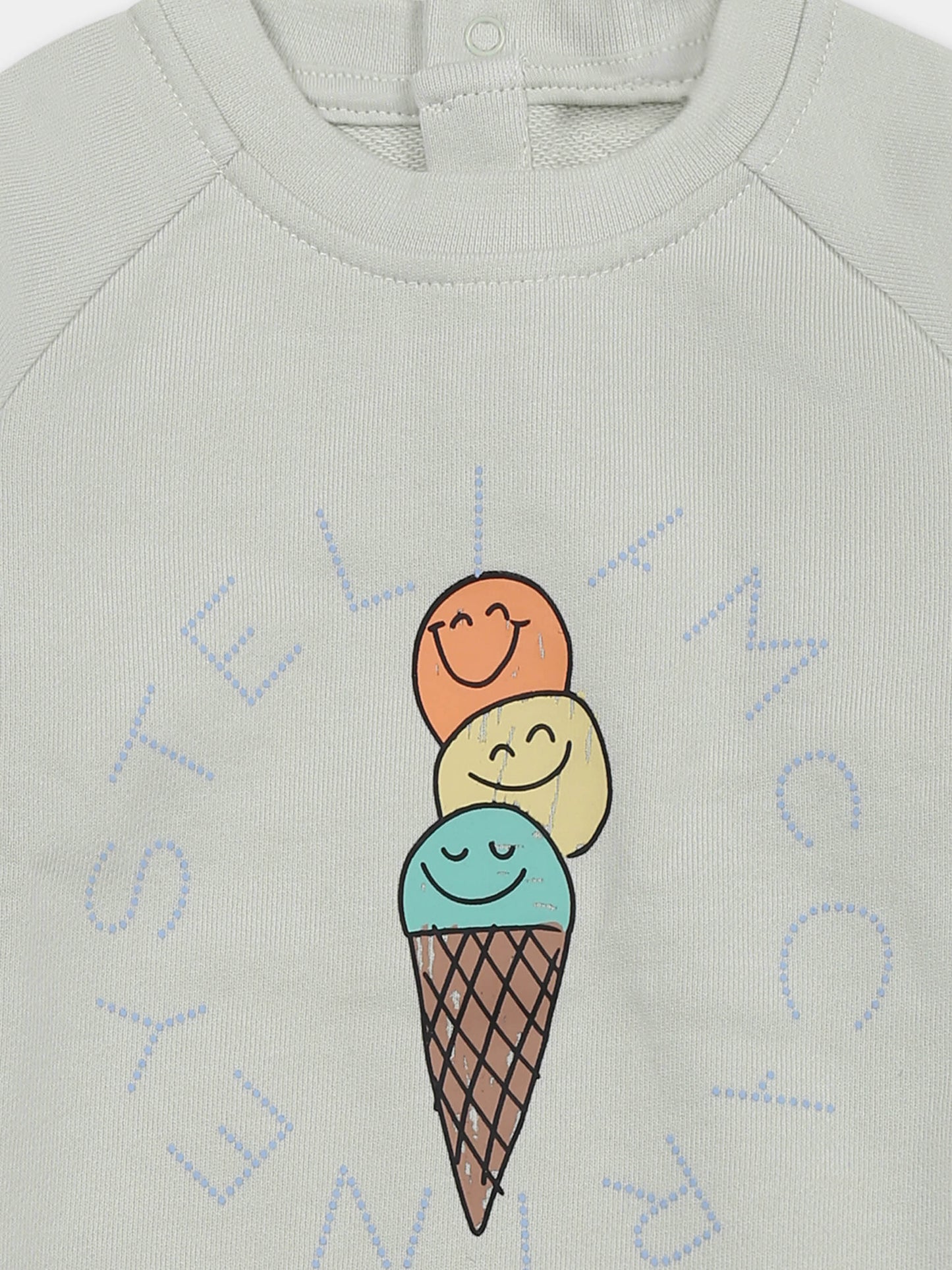 Felpa verde per neonata con gelati e logo,Stella Mccartney Kids,TW4580 Z0499 704