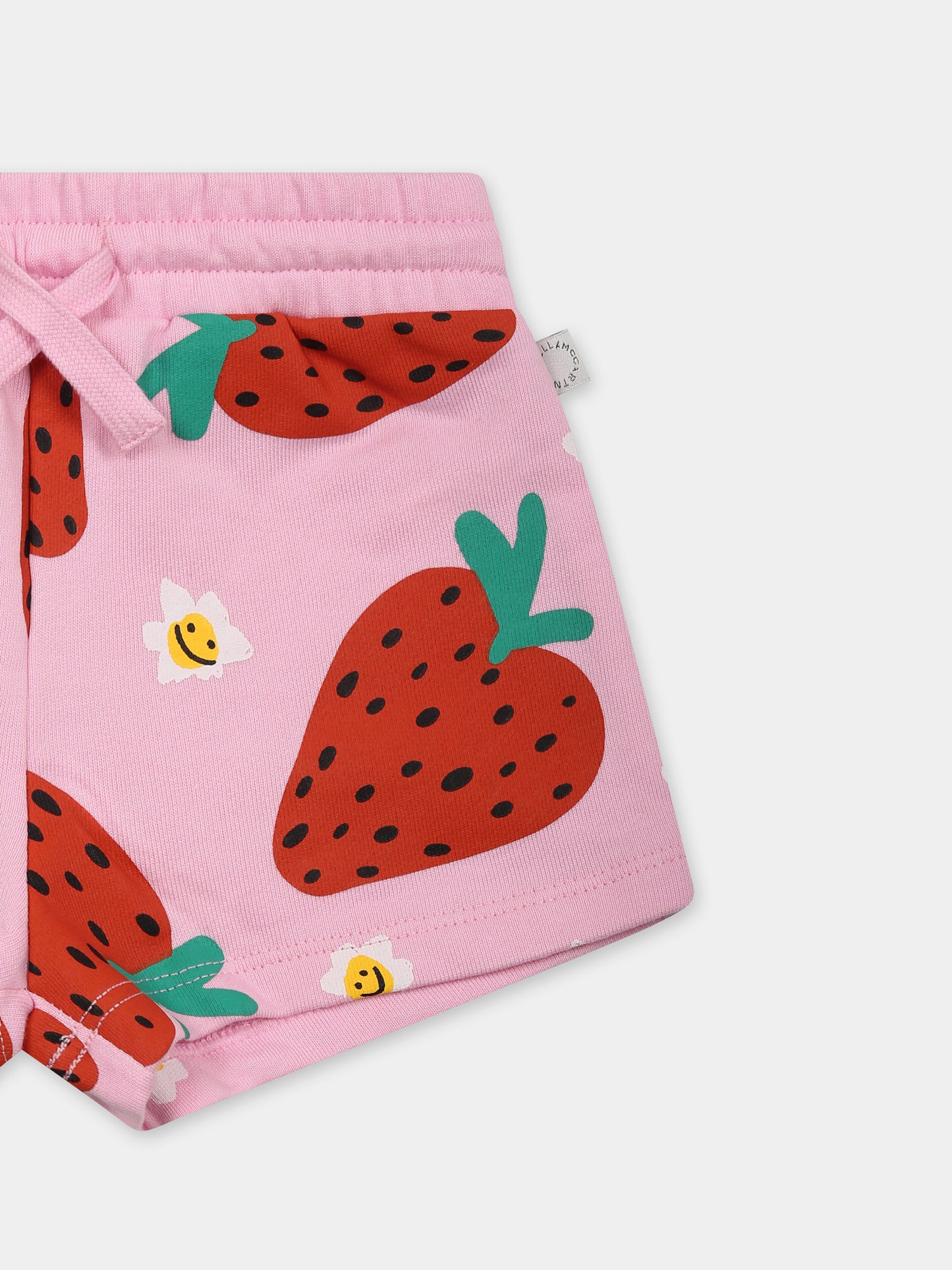 Short rose pour bébé fille avec imprimé fraise
