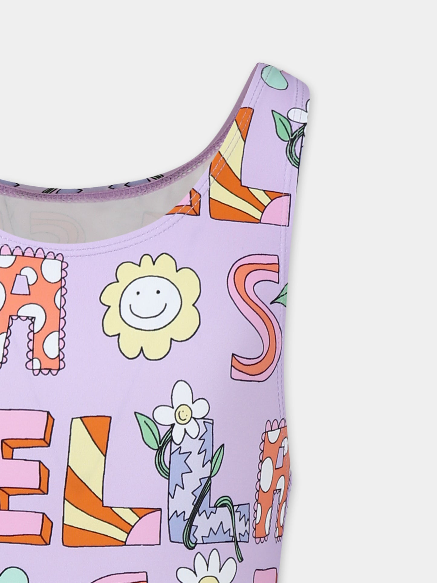 Maillot de bain violet pour fille avec logo