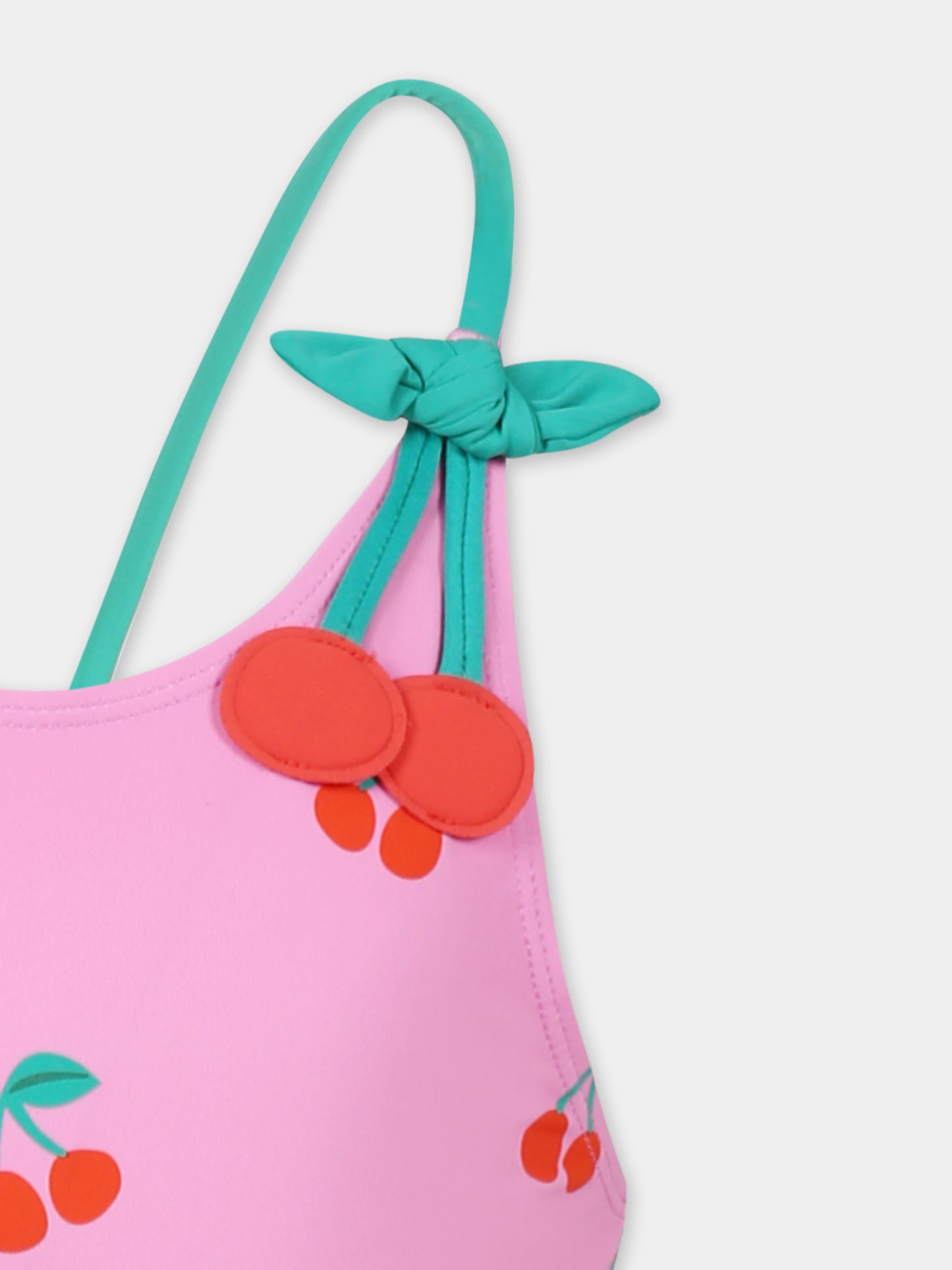 Maillot de bain rose pour fille avec cerises