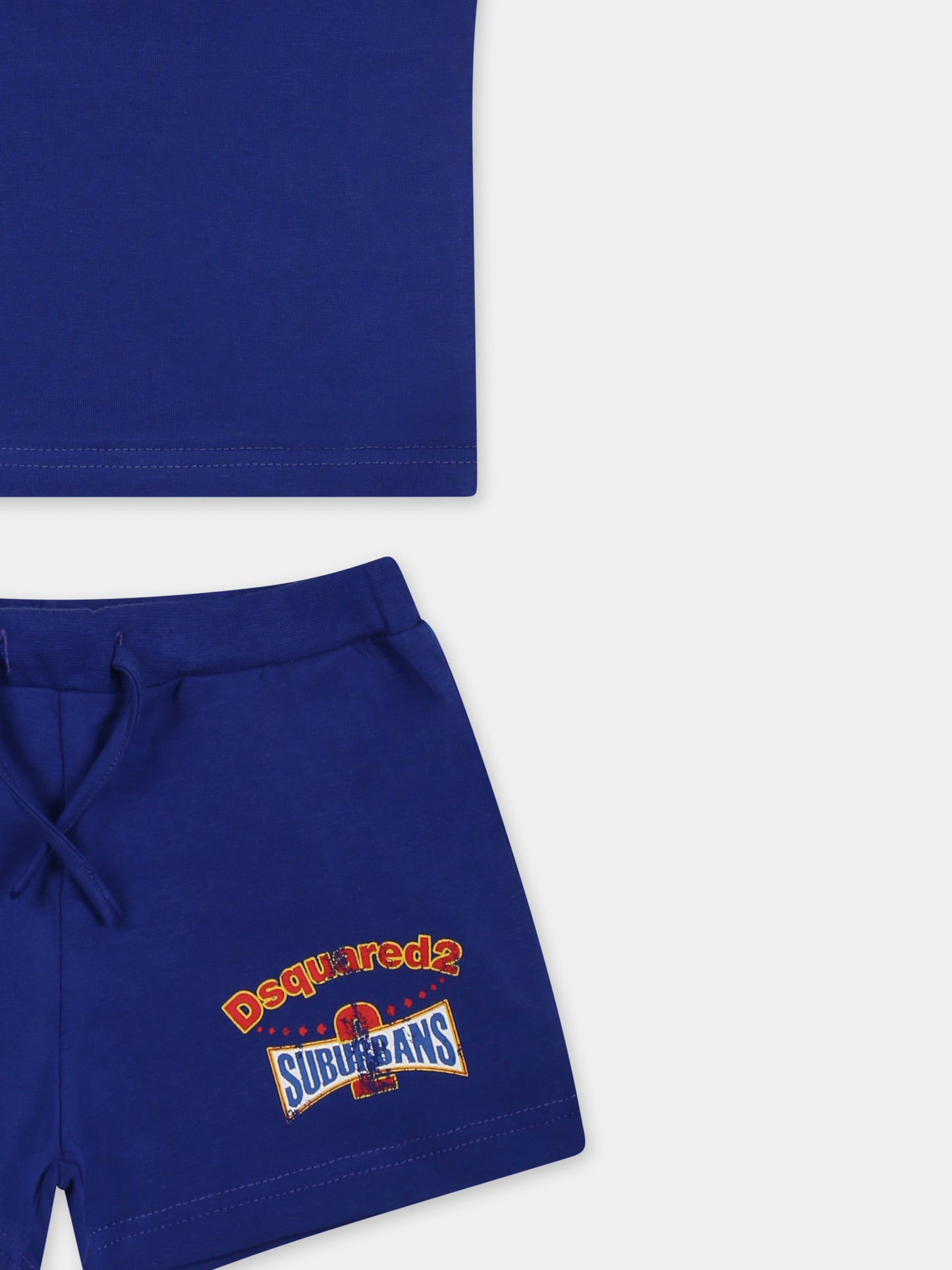 Completo blu per neonato con logo rosso e blu,Dsquared2,DQ2877 D0016 D2S13B DQ870