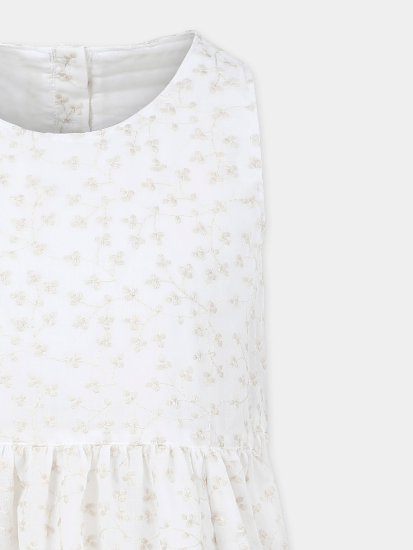 Vestito avorio per bambina con ricamo floreale,Caffe' D'orzo,ZW1A82 M0063 100AV