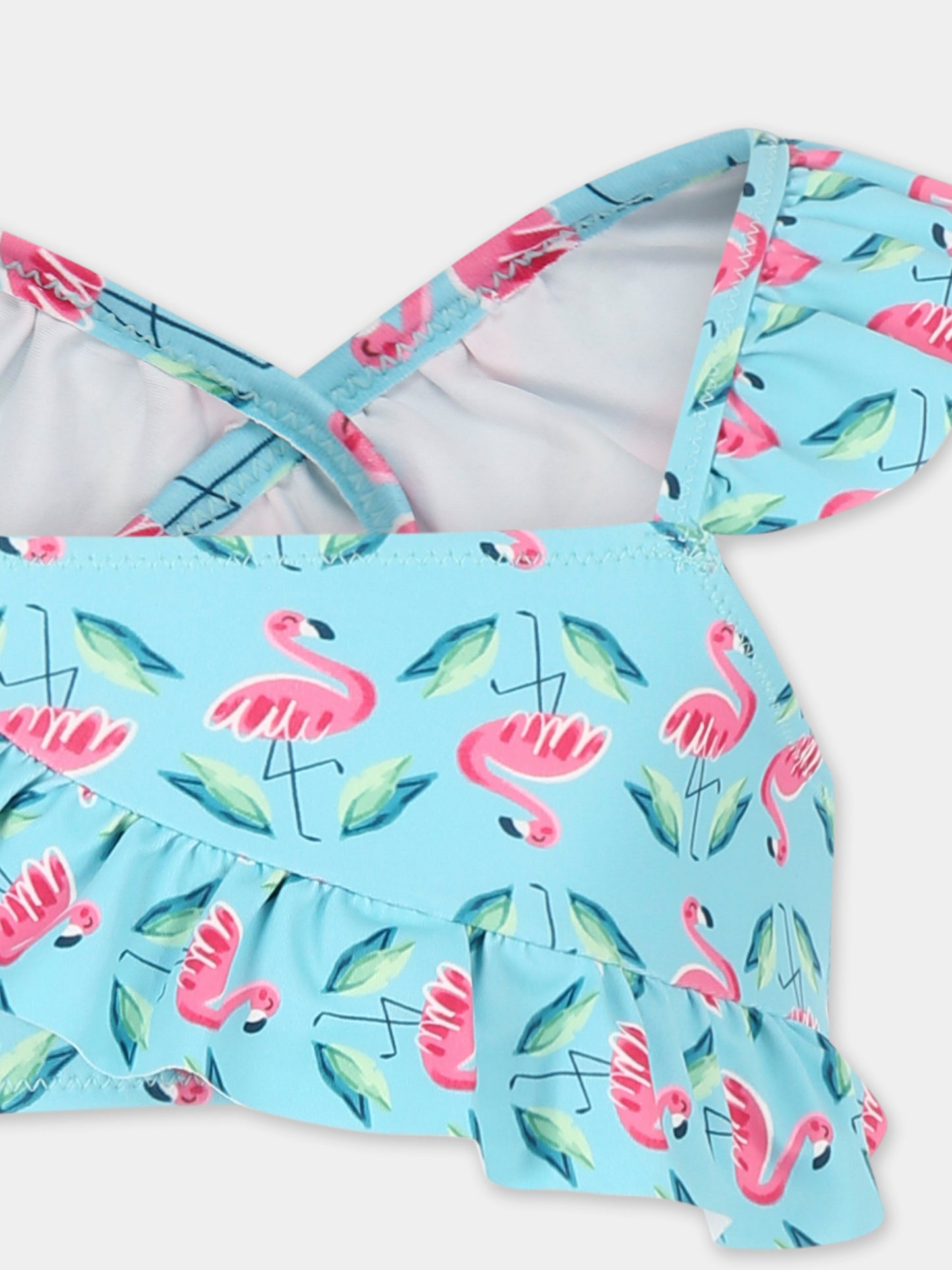Bikini bleu clair pour fille avec flamants