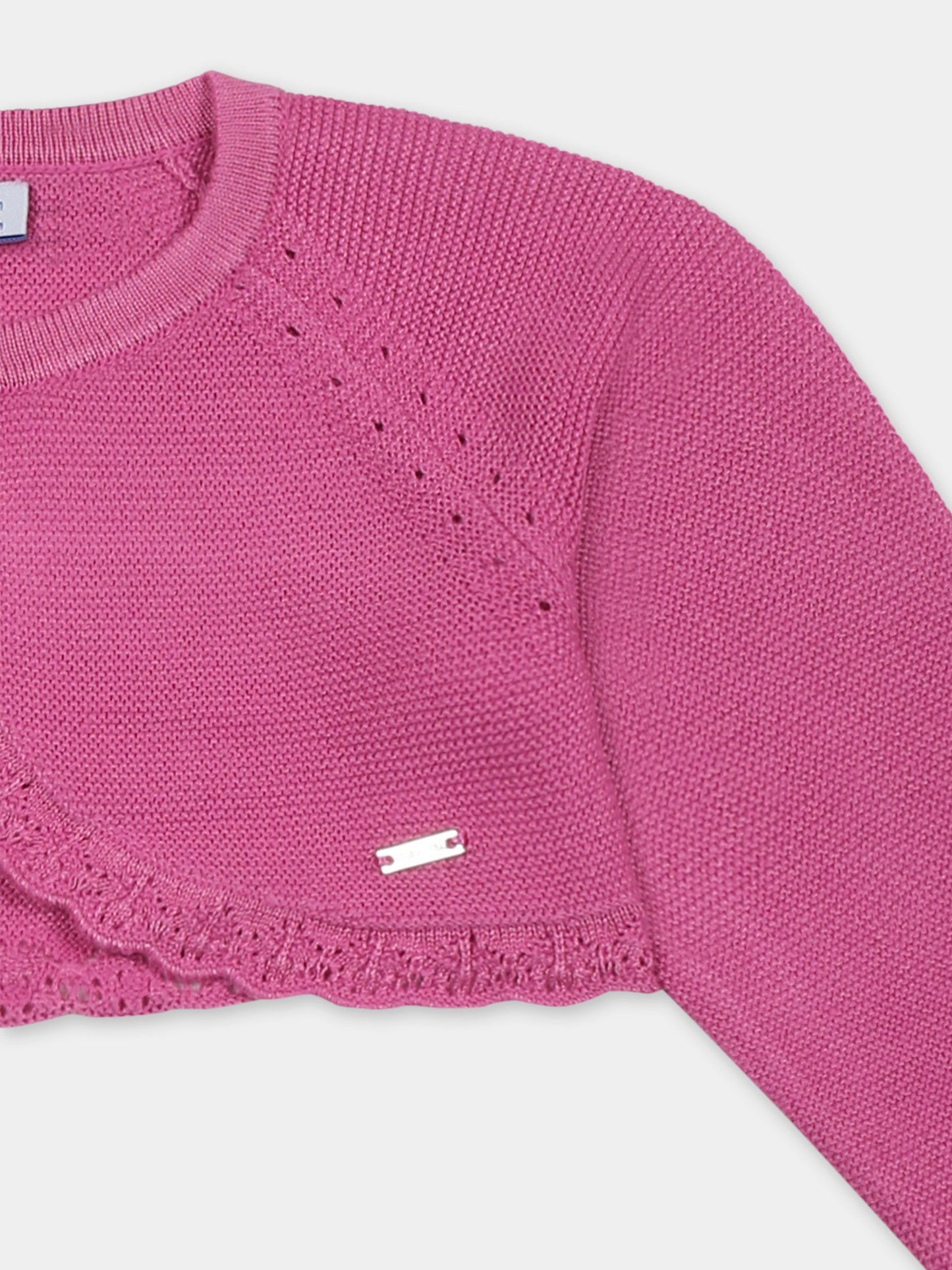 Cardigan fucsia per neonata con logo,Mayoral,306 045