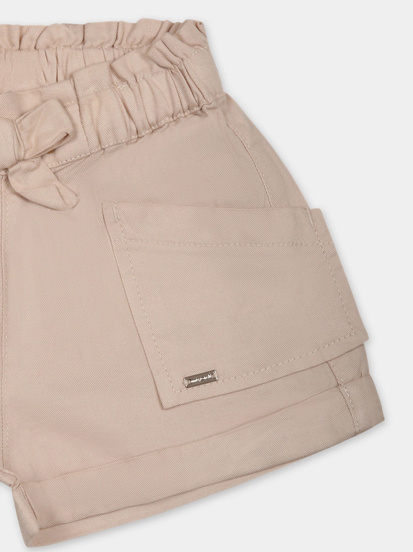 Short beige pour bébé fille avec logo