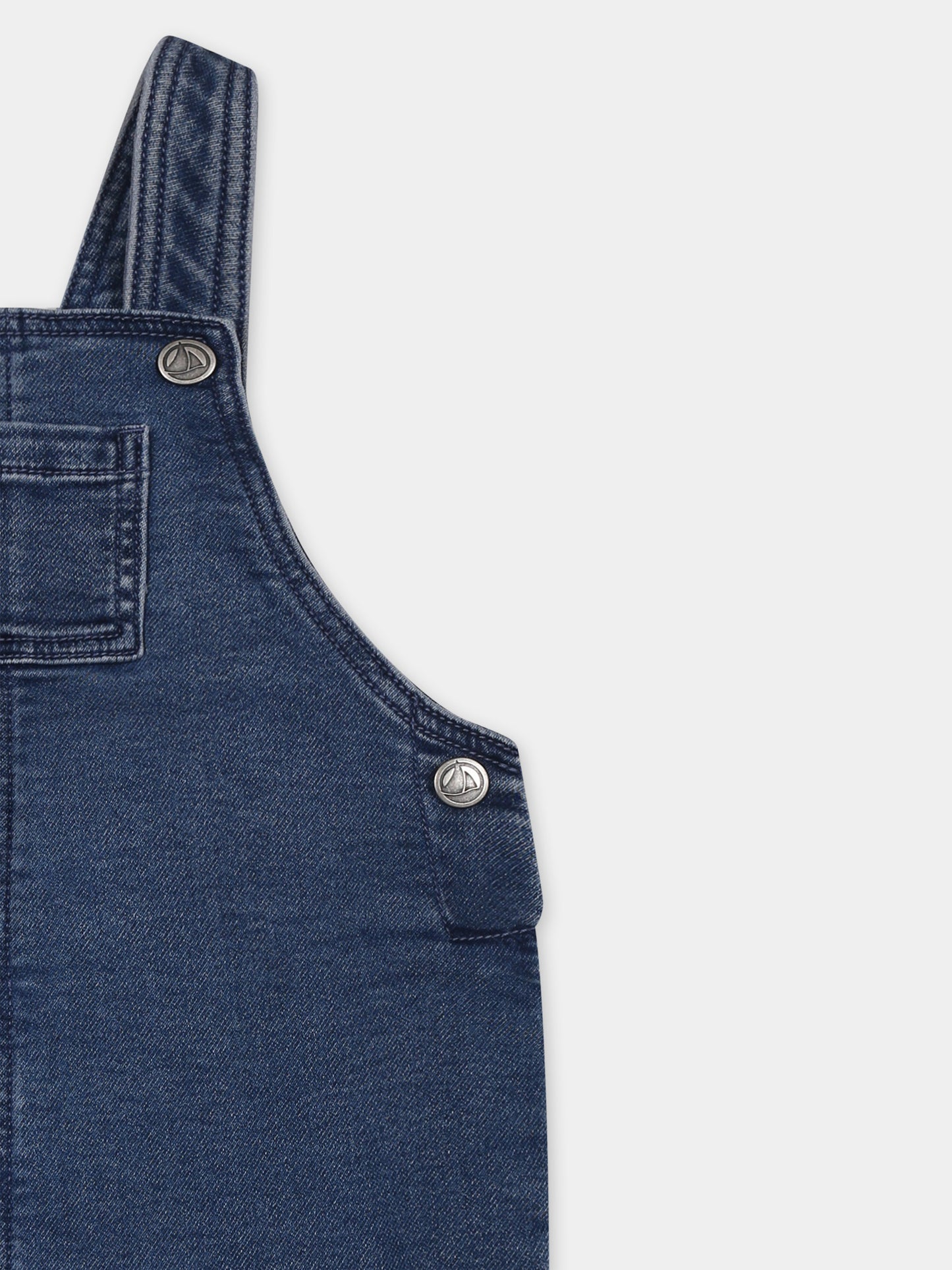Salopette denim per neonati,Petit Bateau,A0CV8 BLEU DELAVE 01