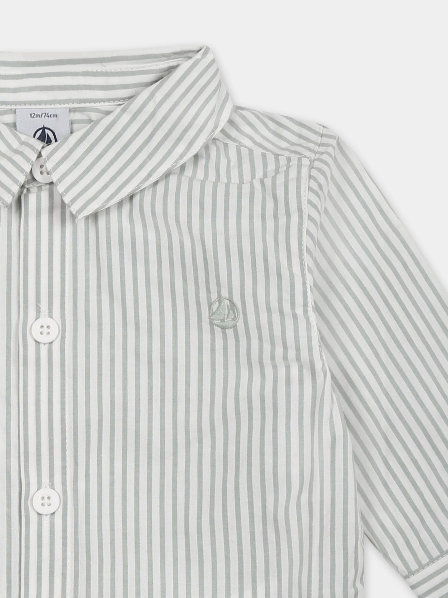 Camicia grigia per neonato con logo,Petit Bateau,A0CP9 PAUL/ECUME 09