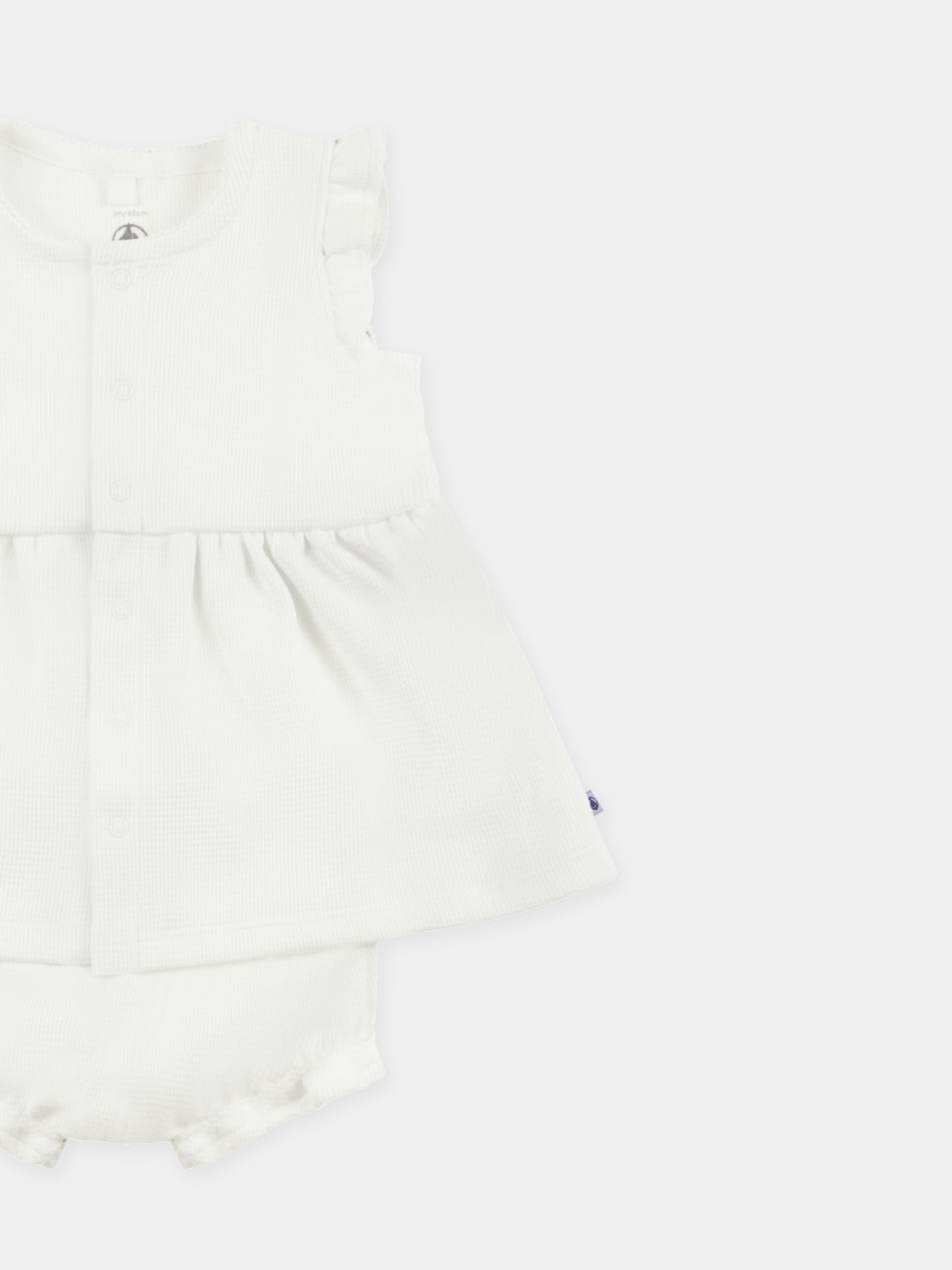 Vestito bianco per neonata,Petit Bateau,A0CHG MARSHMALLOW 02