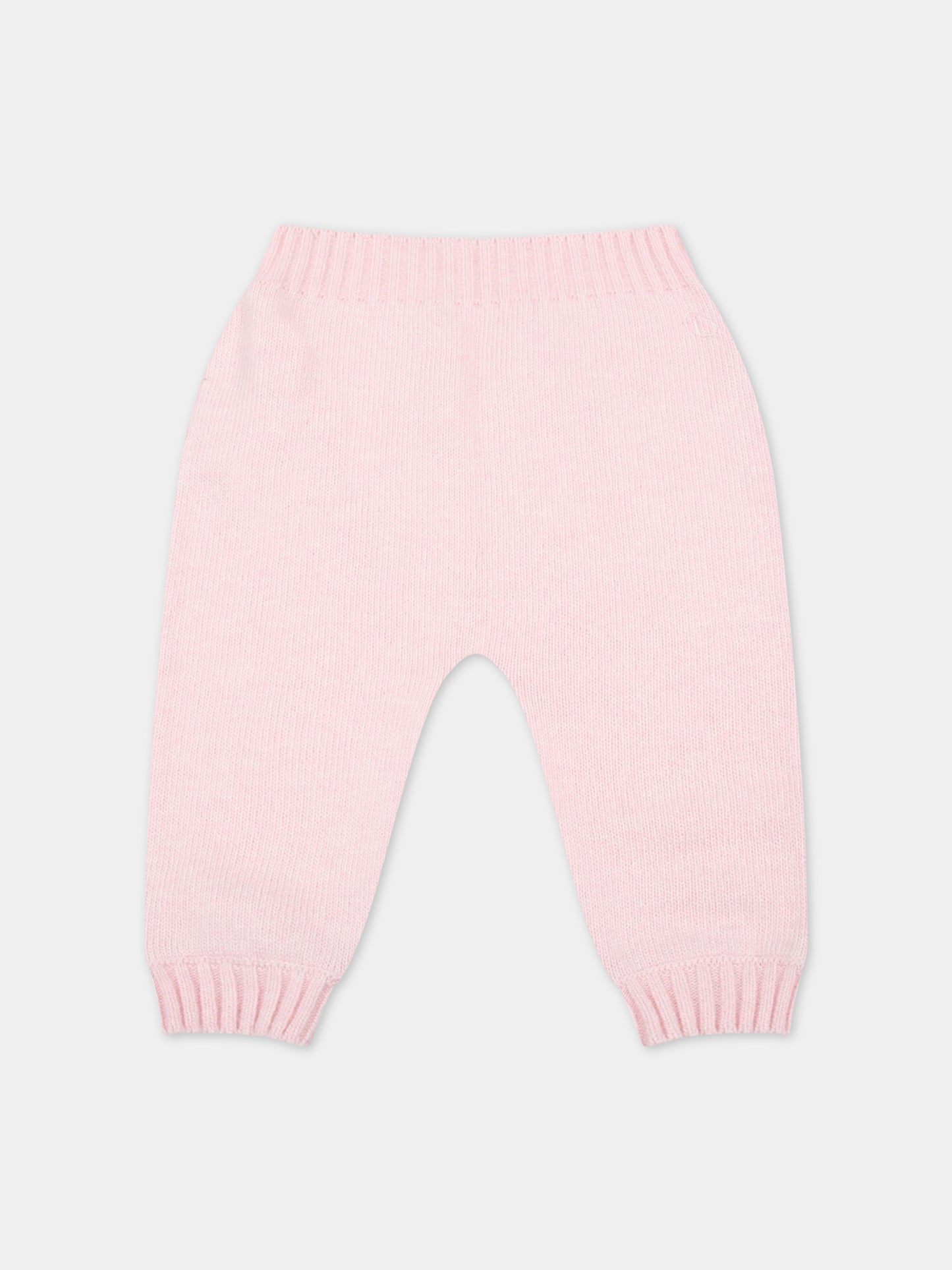 Pantaloni rosa per neonata con logo bianco,Palm Angels,PGXQ001F22KNI0013301
