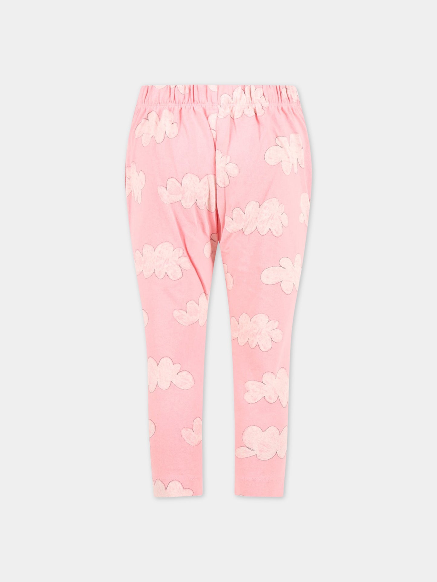 Pantaloni rosa da tuta per bambina con nuvole e logo rosso,The Animals Observatory,S23024 152