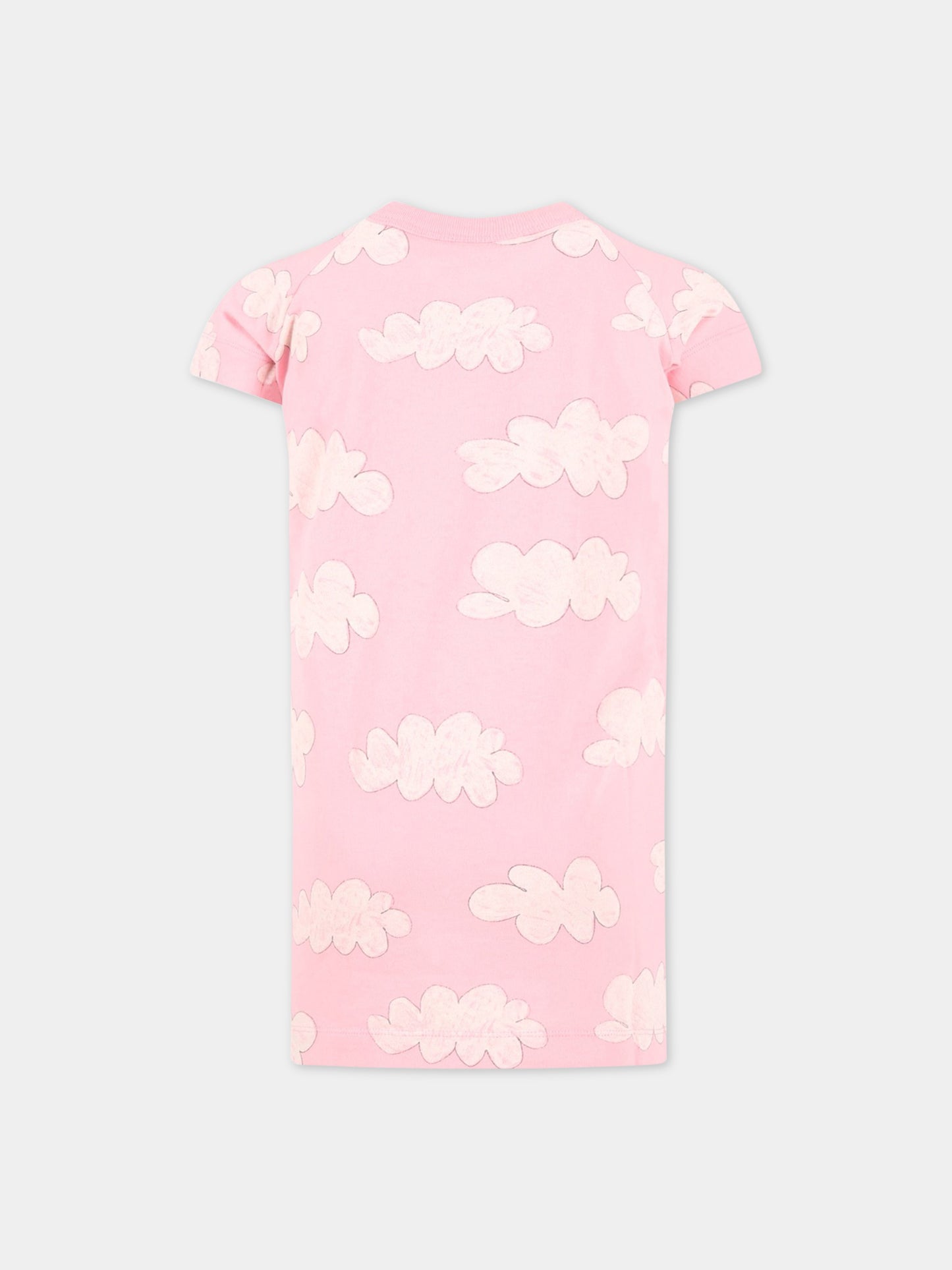 Vestito rosa per bambine con nuvole bianche e logo,The Animals Observatory,S23012 152