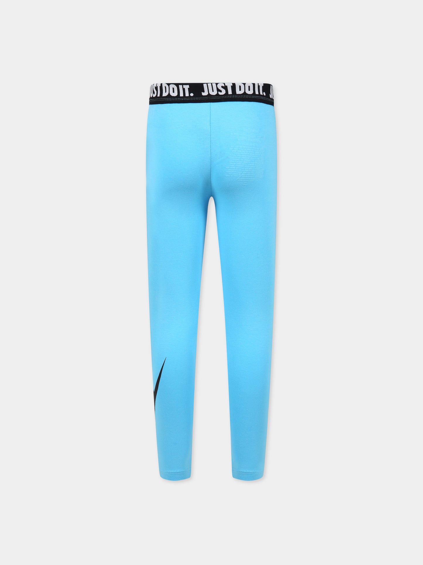 Pantaloni azzurri per bambina con logo e scritta Just do it ,Nike,3UC723 F85