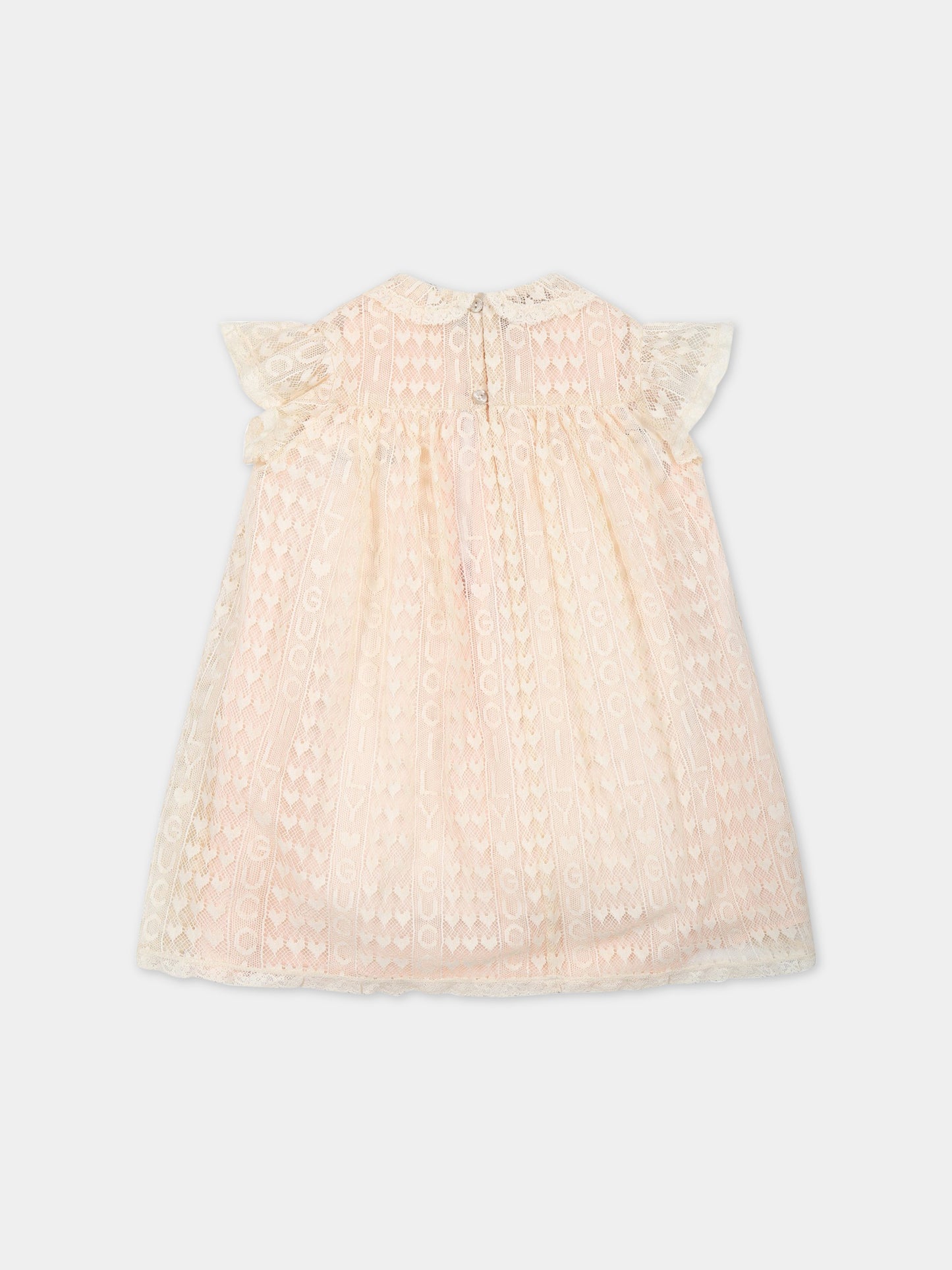 Vestito rosa per neonata con scritta Guccily ,Gucci Kids,717264 ZAKYU 9303