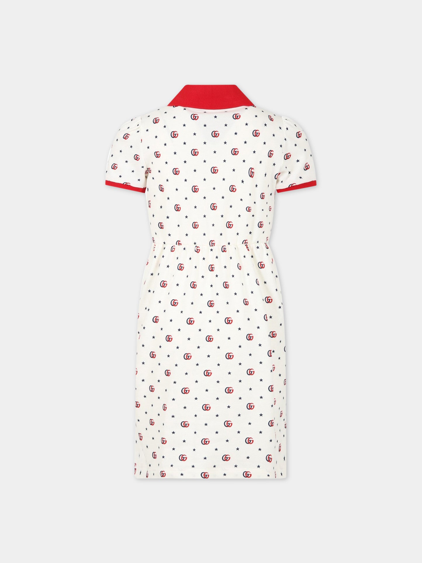 Vestito bianco per bambina con G e stelle,Gucci Kids,717991 XJE3F 9275