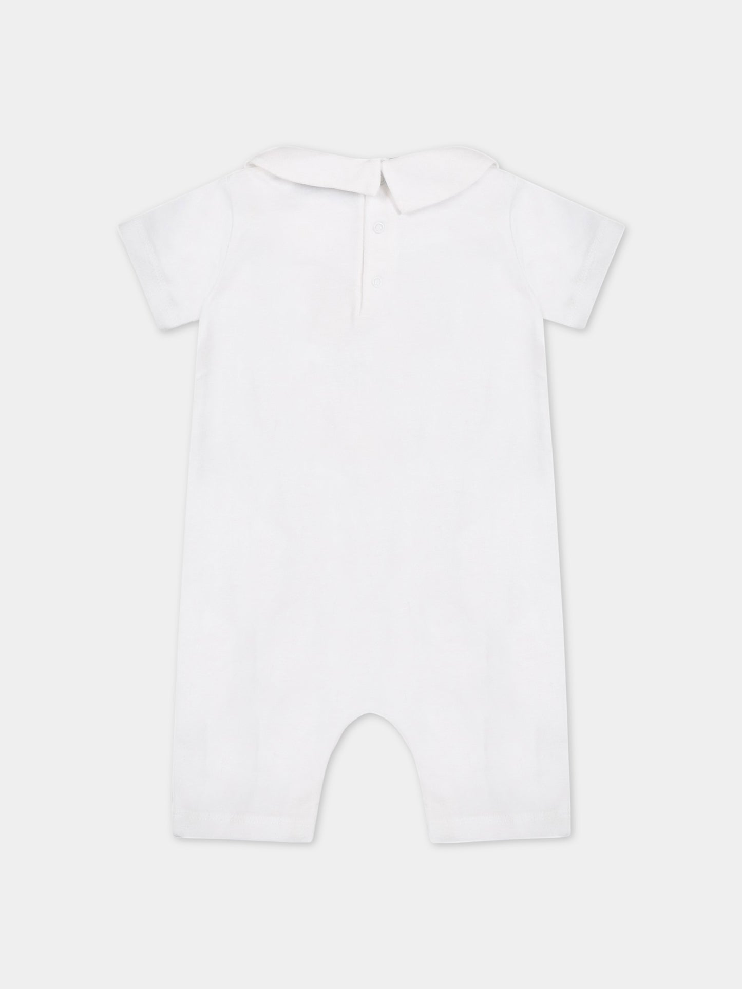 Pagliaccetto bianco per neonati con Teddy Bear e logo nero,Moschino Kids,MUY058 LBA10 10101