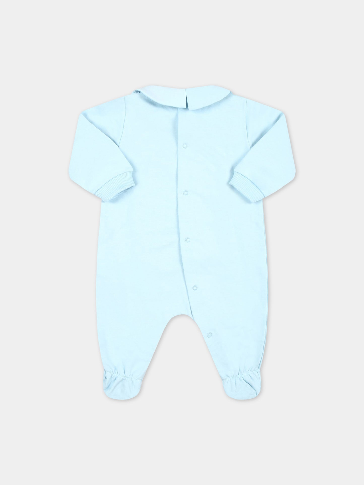 Tutina celeste per neonato con Teddy Bear e logo nero,Moschino Kids,MTY037 LDA00 40304