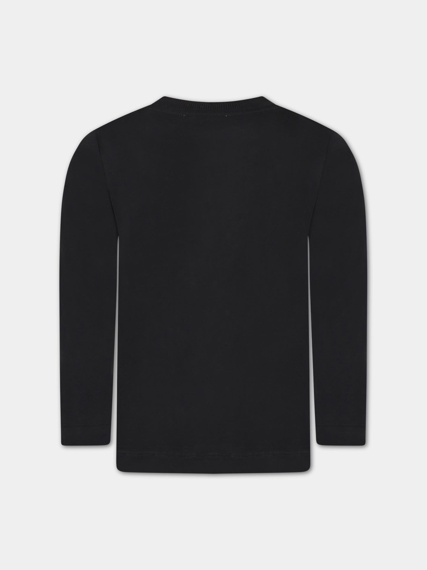 T-shirt nera per bambini con Teddy Bear,Moschino Kids,HUO00Q LAA23 60100