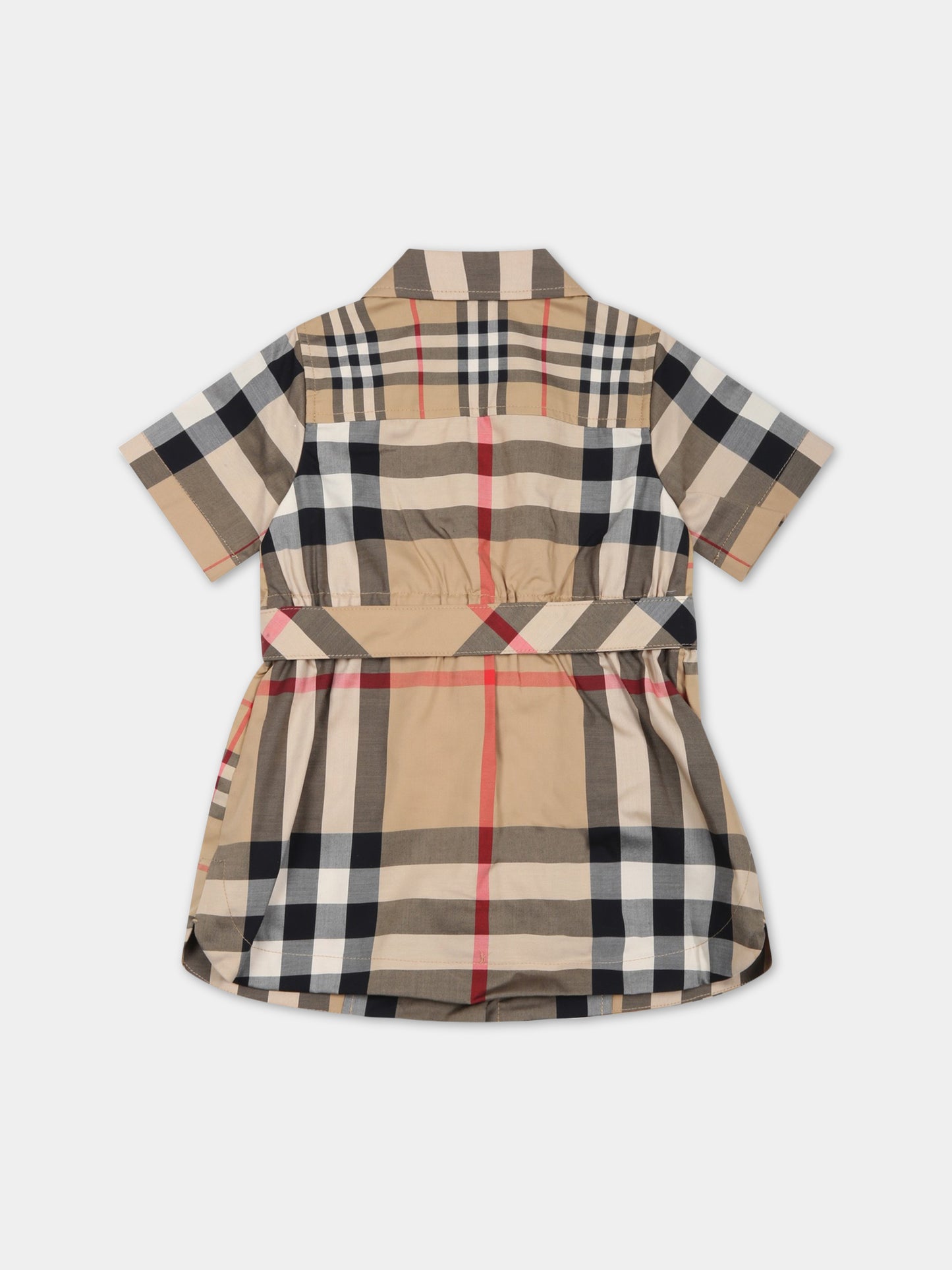 Vestito beige per neonata con iconico check vintage,Burberry Kids,8061952