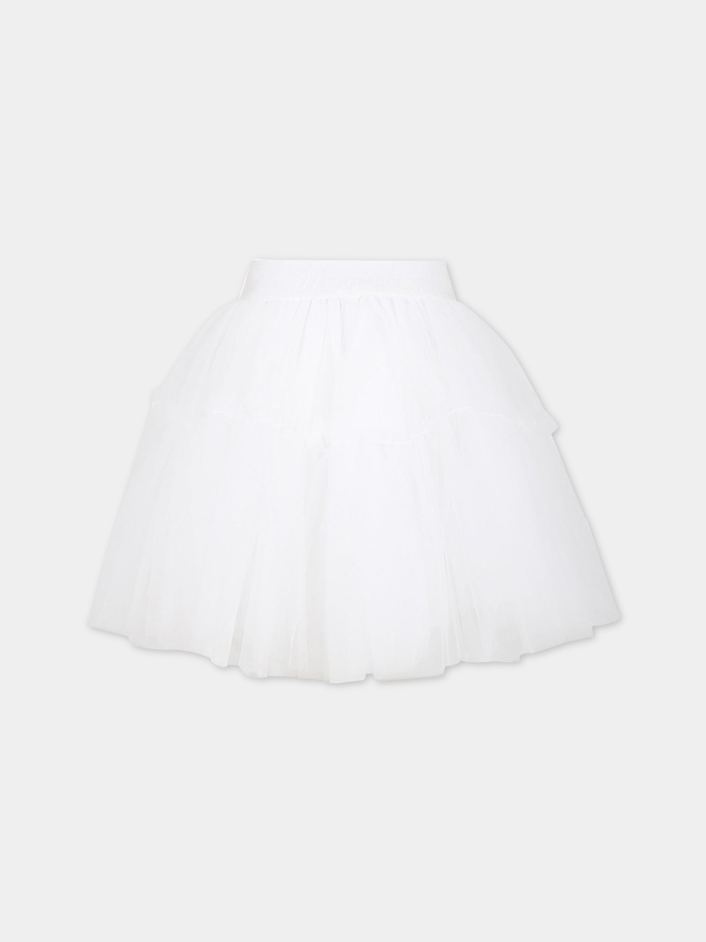 Gonna bianca per bambina con logo,Monnalisa,17AGON T9945 0099