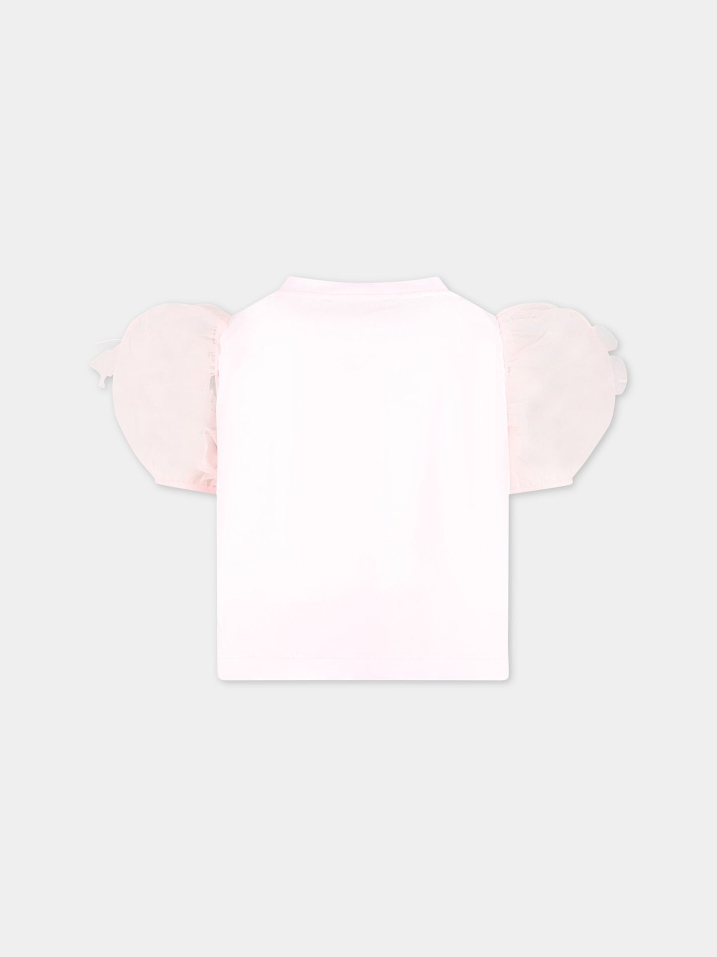 T-shirt rosa per bambina con logo,Monnalisa,71A303 1206 0091