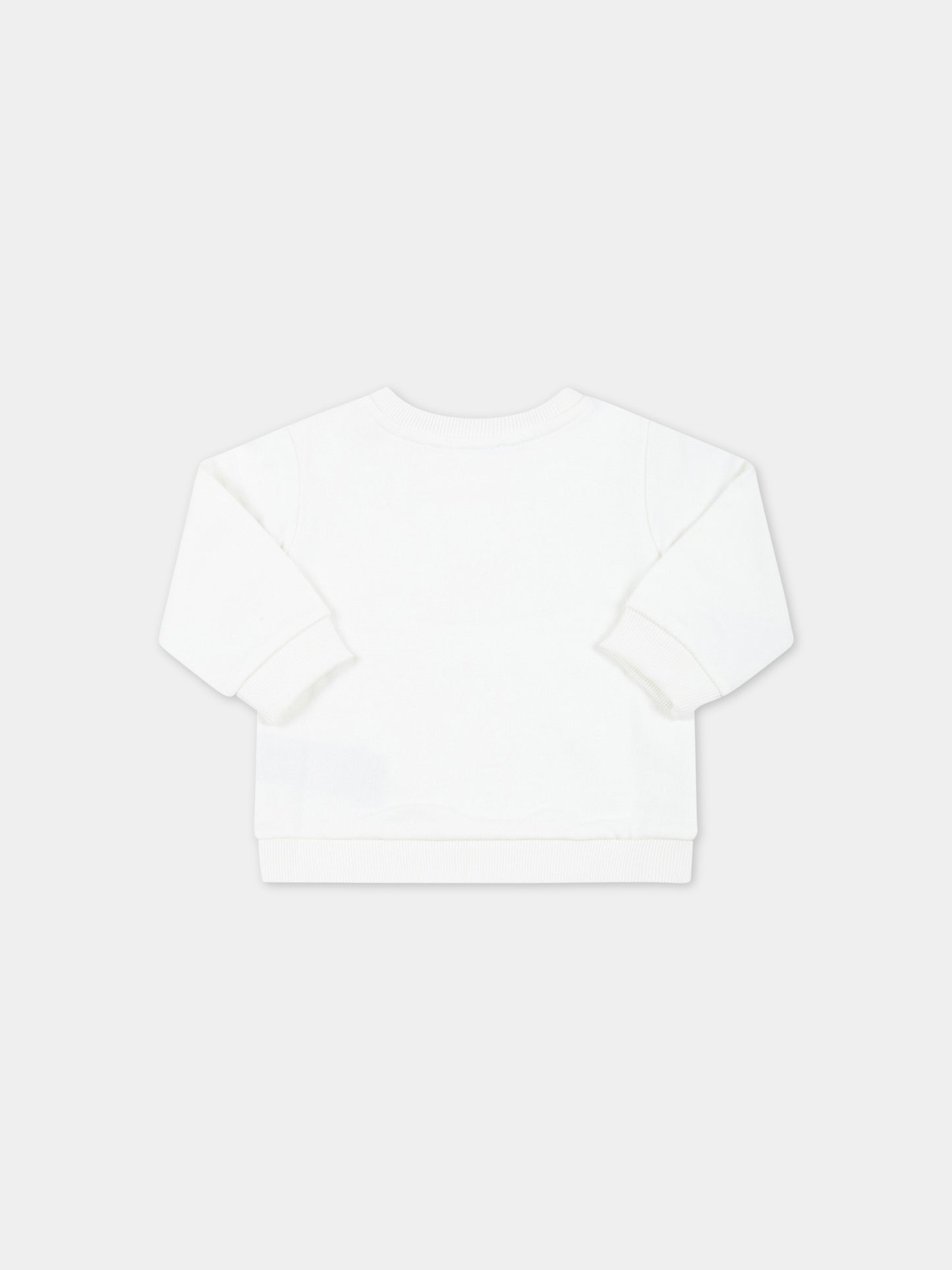 Felpa bianca per neonata con logo dorato,Balmain Kids,BS4000 Z0001 102