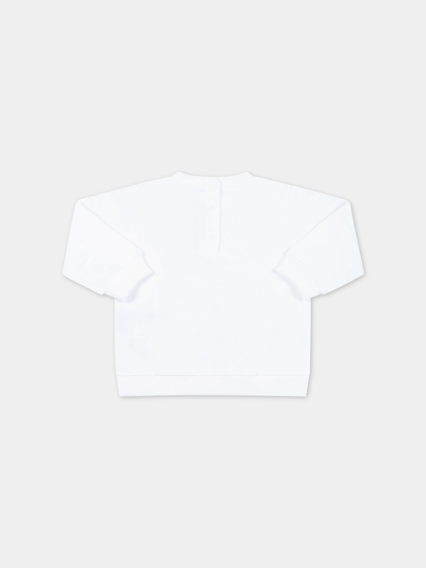 Felpa bianca per neonata con logo multicolor,Balmain Kids,BS4520 Z0001 100