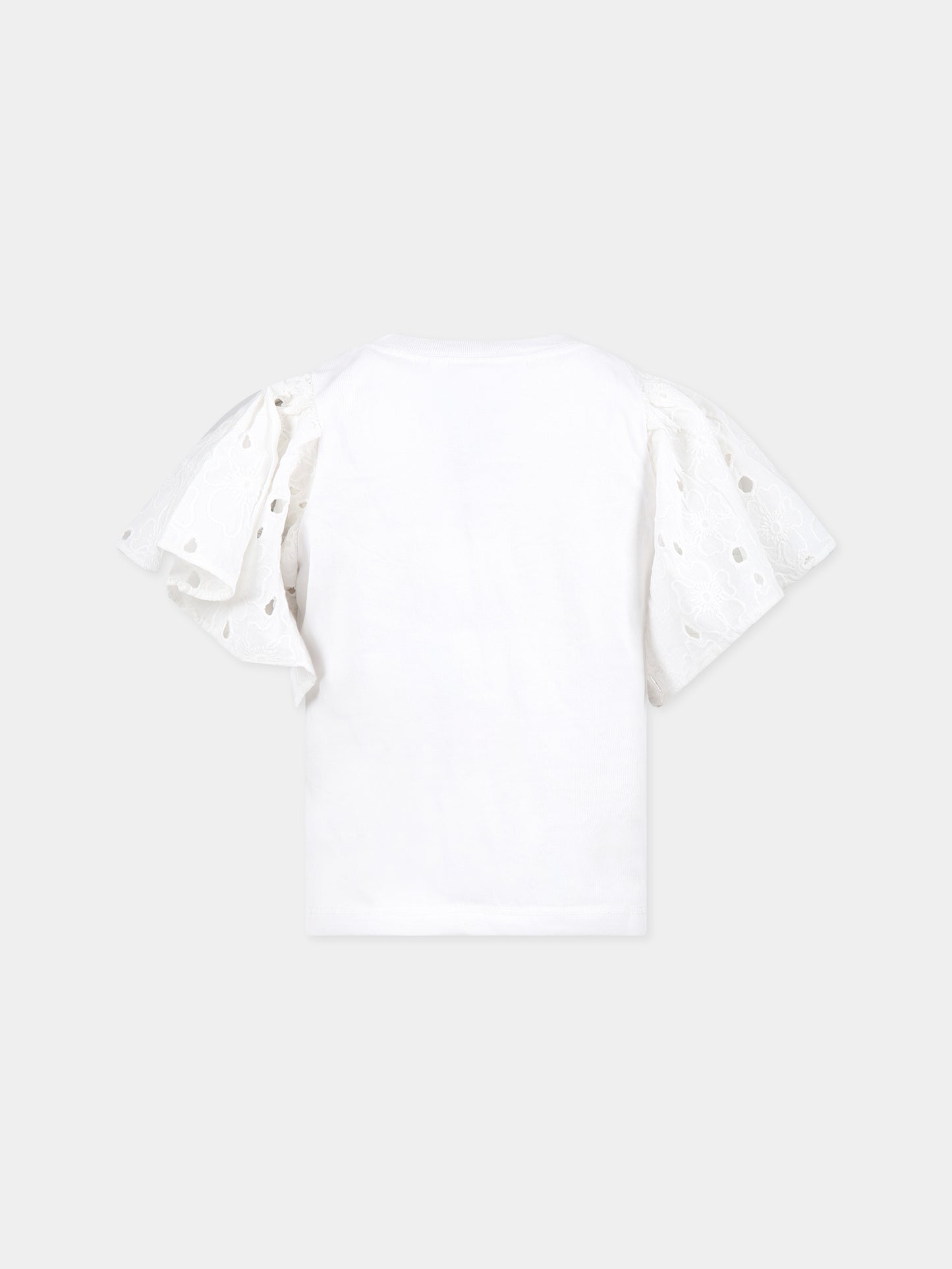 T-shirt bianca per bambina con rouches,Molo,2S23A204 0000
