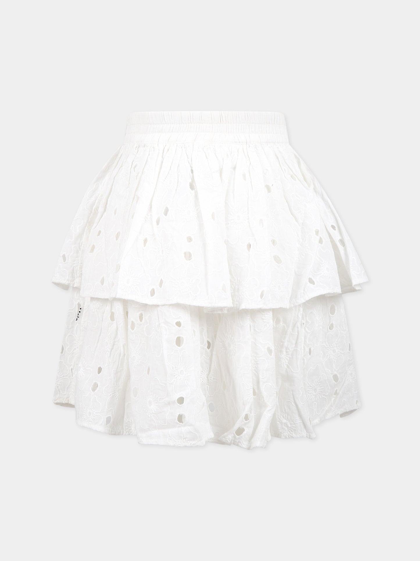 Gonna bianca per bambina con fiori e patch logato,Molo,2S23D106 0000