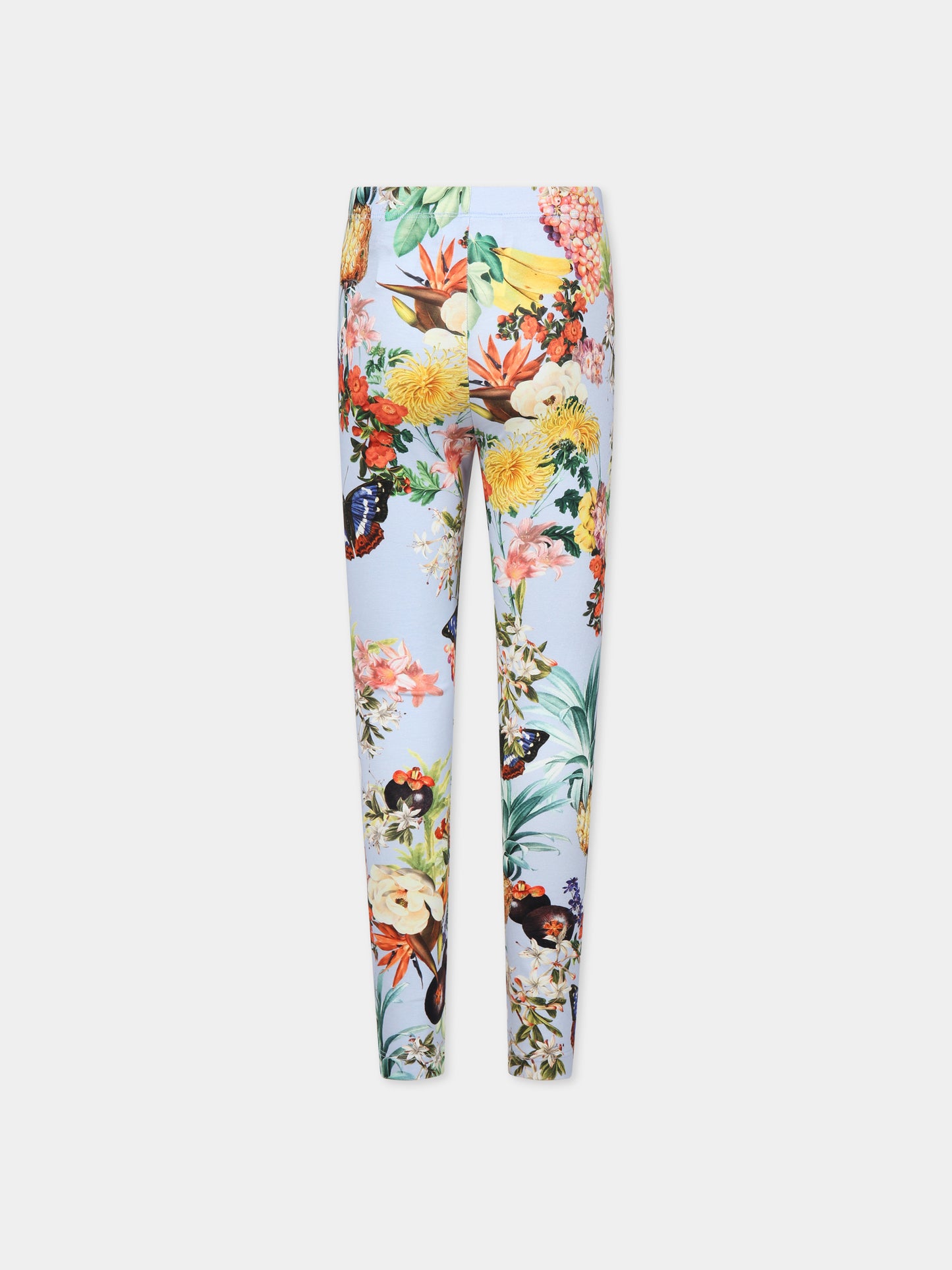 Legginggs multicolor per bambina con stampa frutta tropicale, fiori e farfalle,Molo,2S23F206 6743