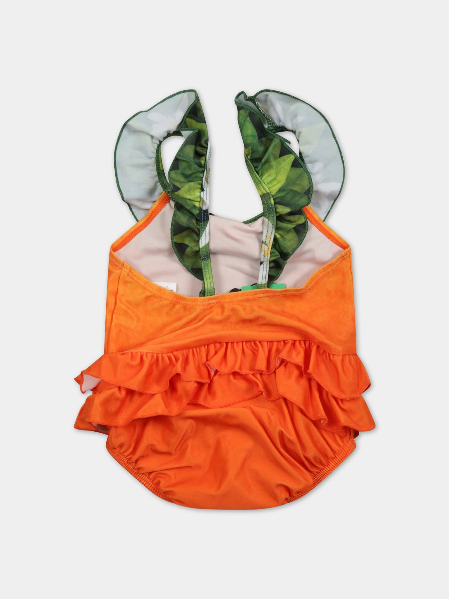 Costume intero arancione per neonata con logo,Molo,8S23P501 7882