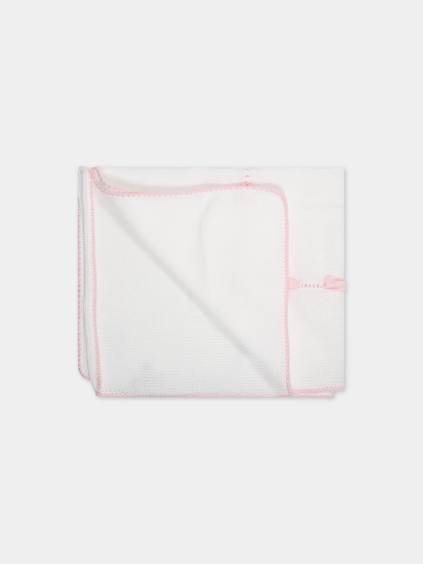 Coperta rosa per neonata con fiocco rosa,Little Bear,6000 BIANCO/ROSA