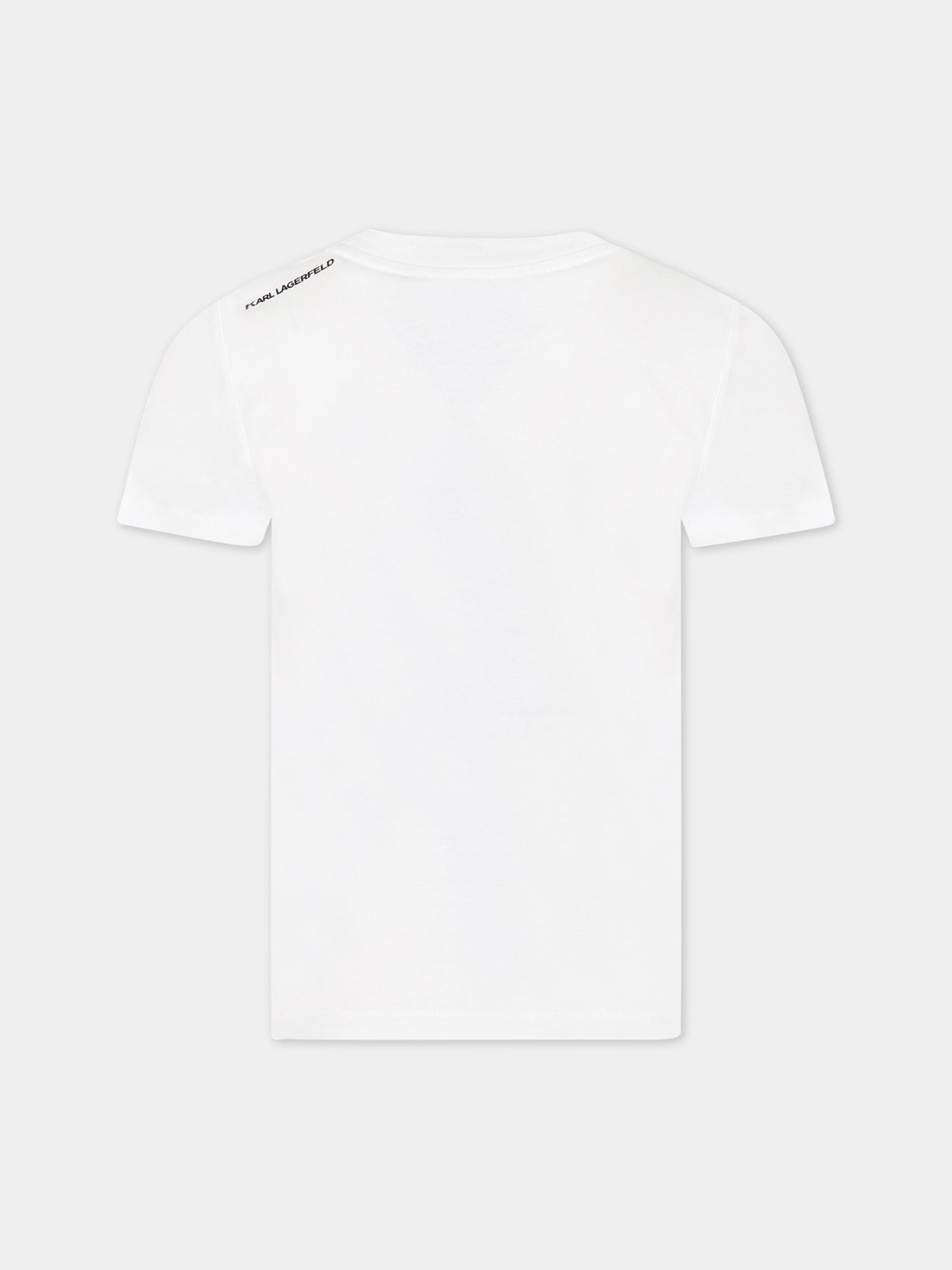 T-shirt bianca per bambina con stampa e logo,Karl Lagerfeld Kids,Z25391 10P