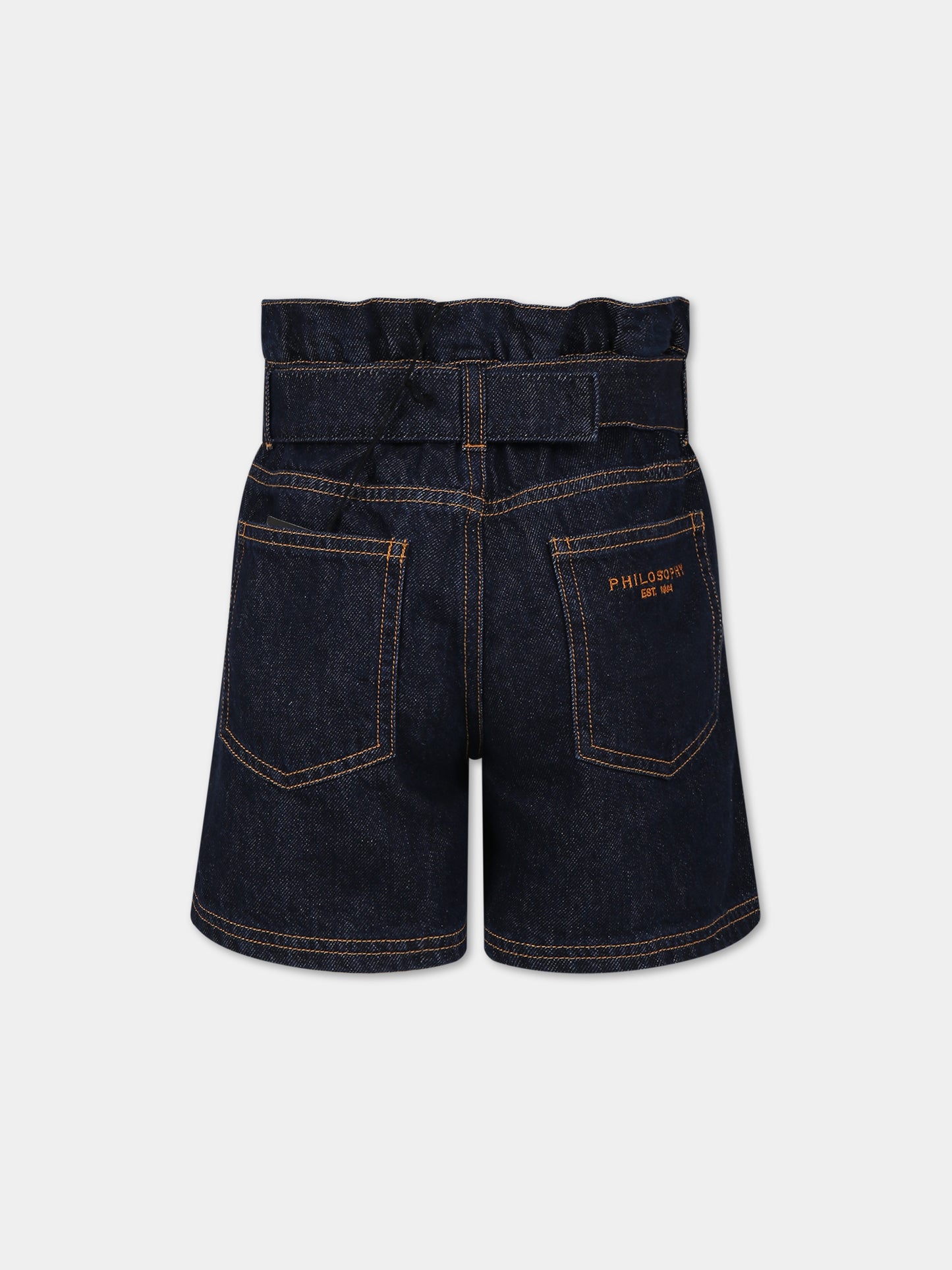 Shorts blu per bambina con logo,Philosophy,PJBE68 DF007 4020