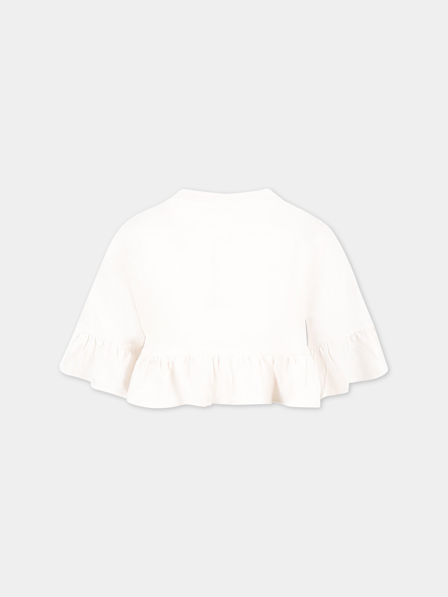 T-shirt bianca per bambina con dettaglio logo,Philosophy,PJTS129 JE138 0018