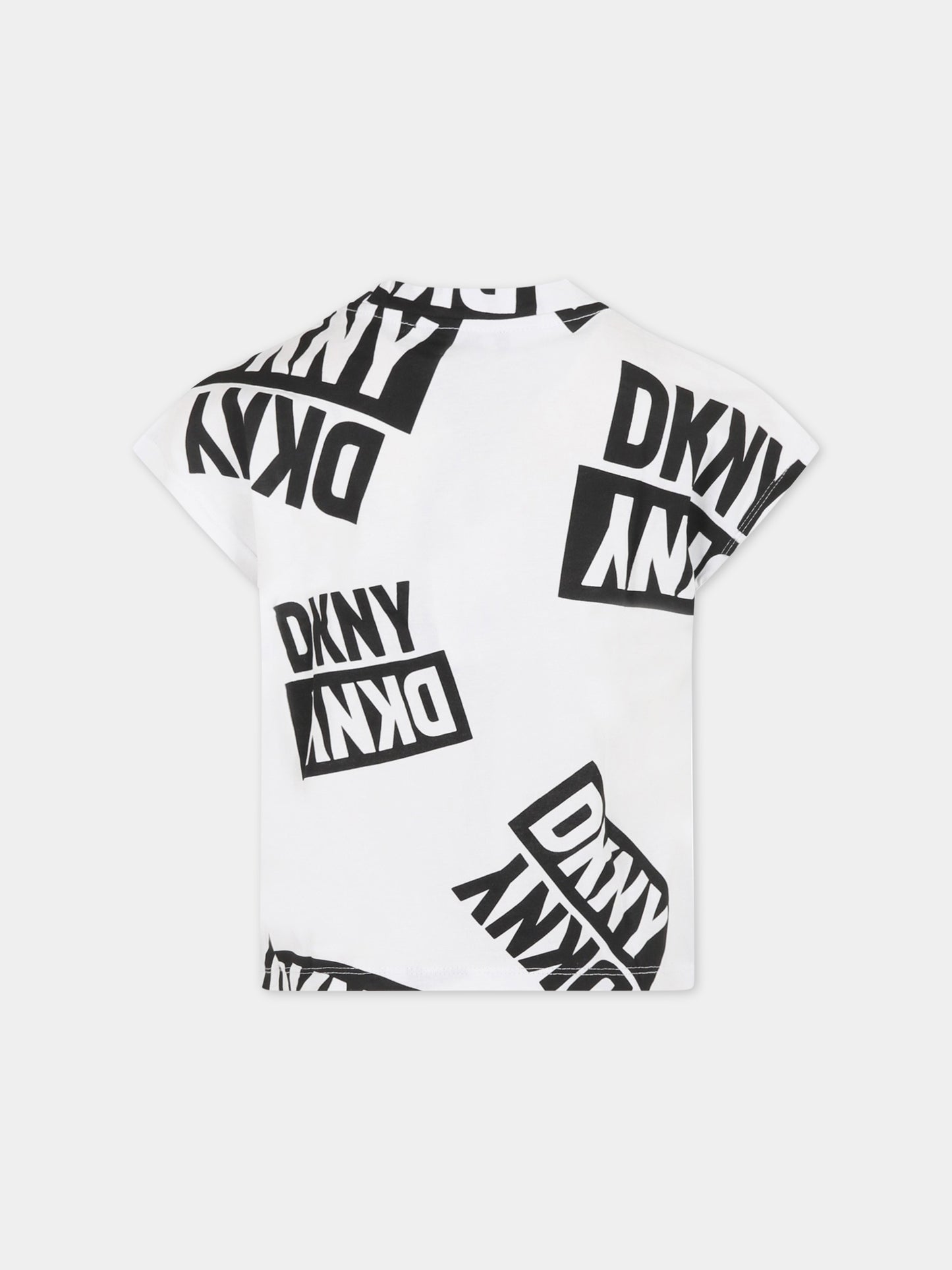T-shirt bianca per bambina con logo,Dkny,D35S84 N50