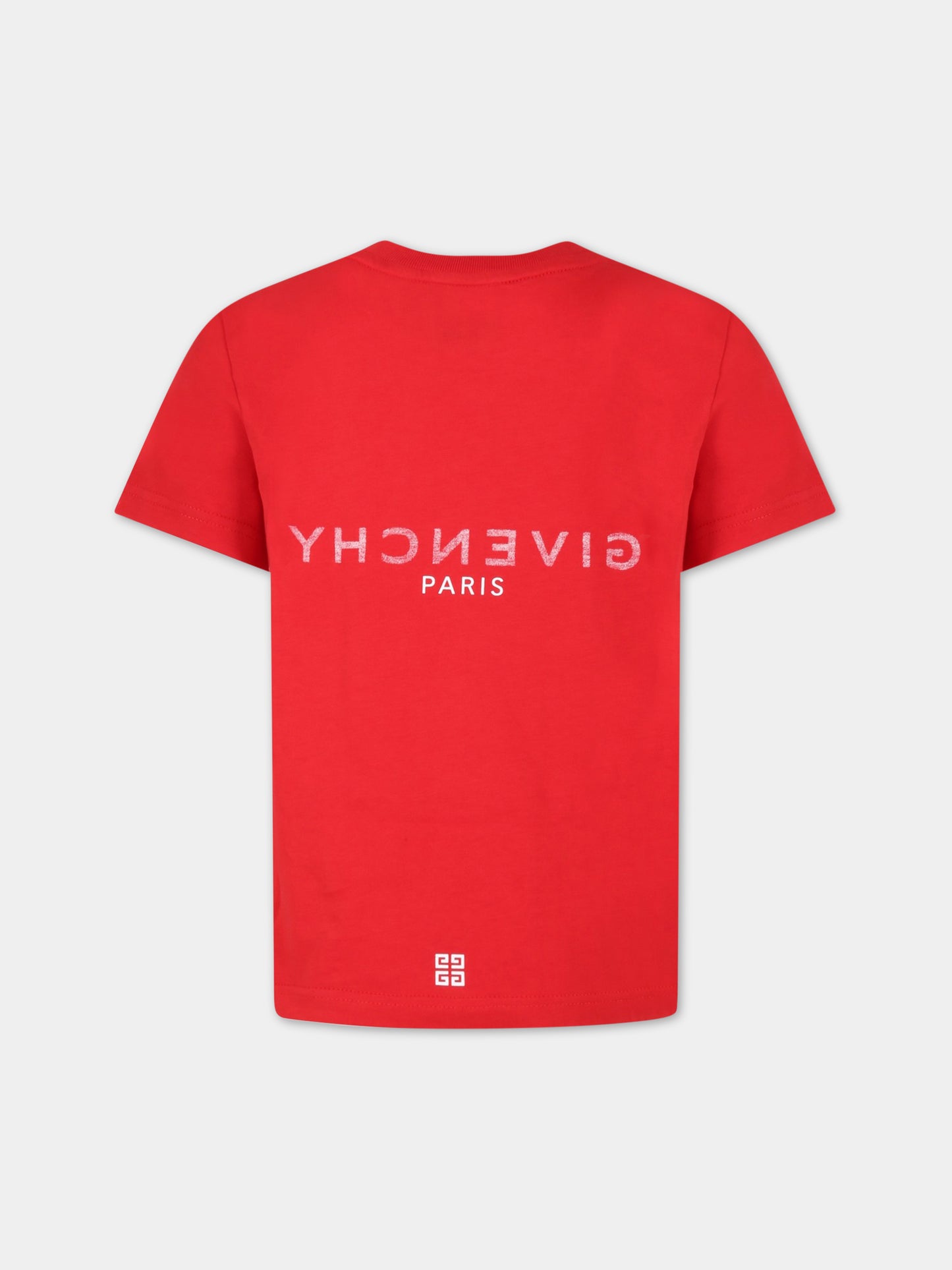 T-shirt rossa per bambino con logo bianco,Givenchy Kids,H25404 991