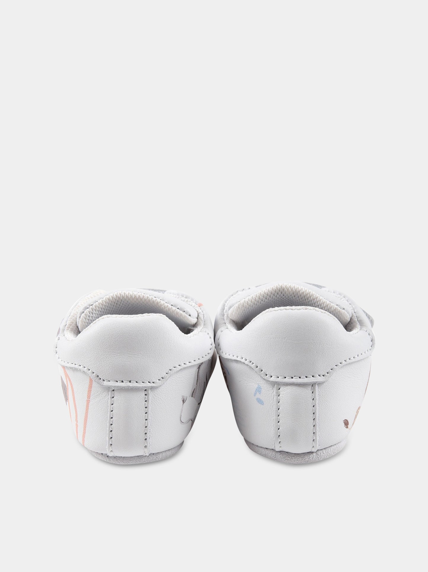 Sneakers bianche per neonato con animali e logo,Kenzo Kids,K99011 10P
