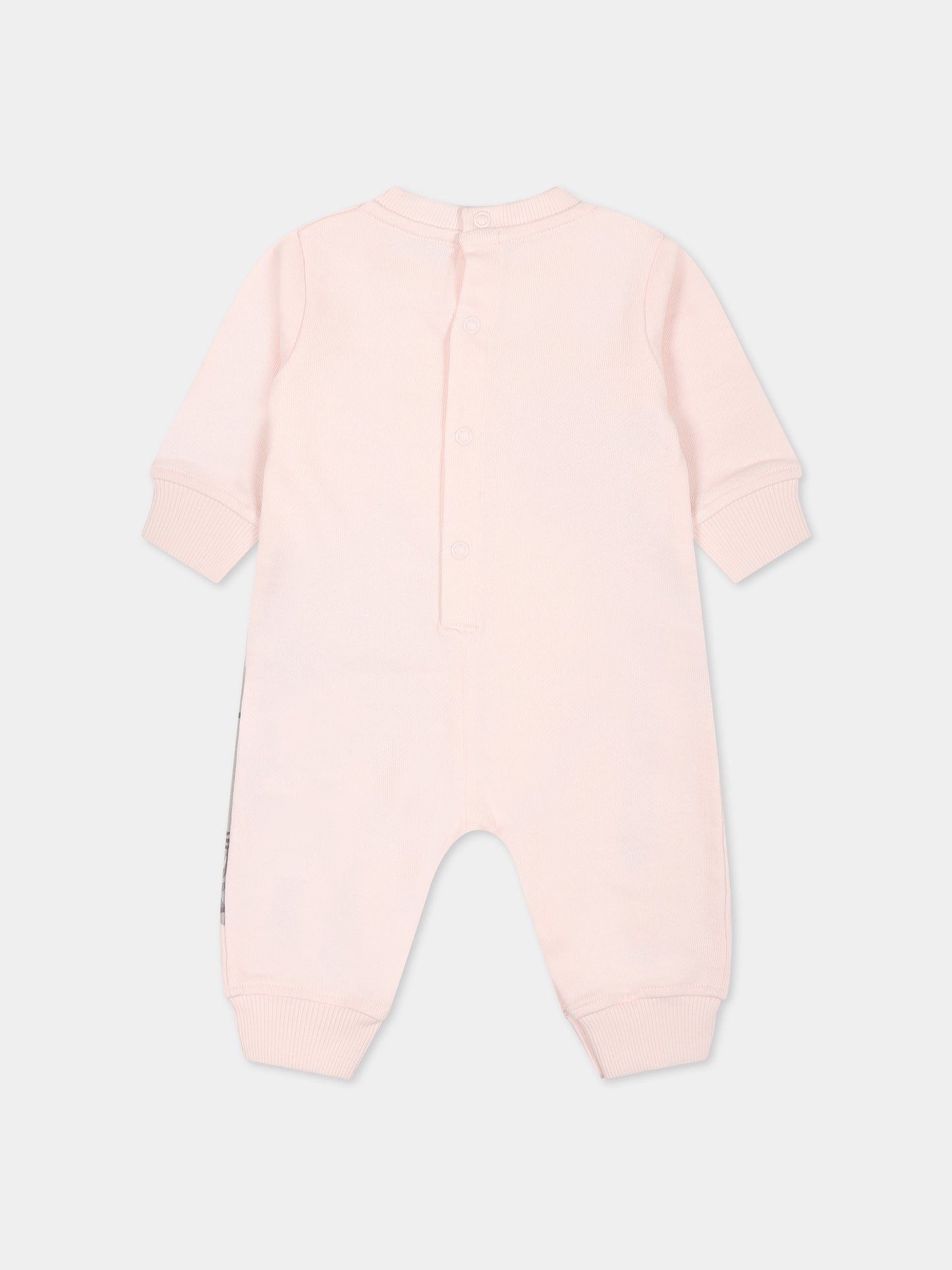 Tutina rosa per neonata con stampa elefante, giraffa e logo,Kenzo Kids,K94103 450