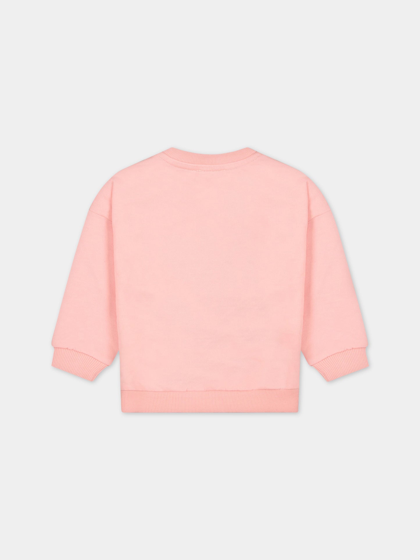 Felpa rosa per neonata con giraffa e logo,Kenzo Kids,K05483 46G