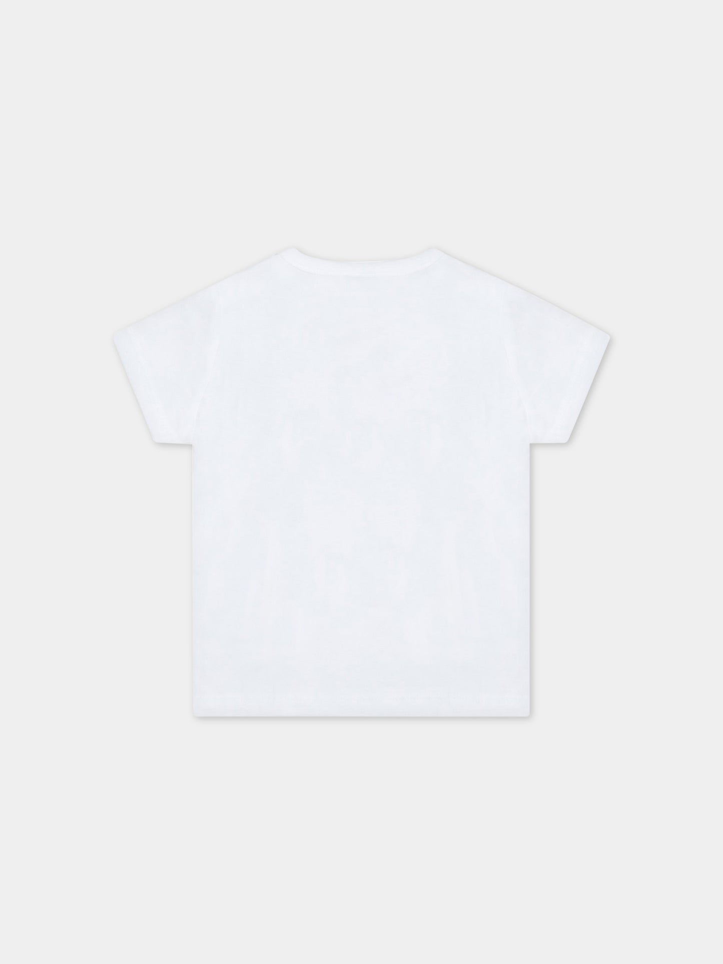 T-shirt bianca per neonata con tigre iconica e logo,Kenzo Kids,K05451 10B