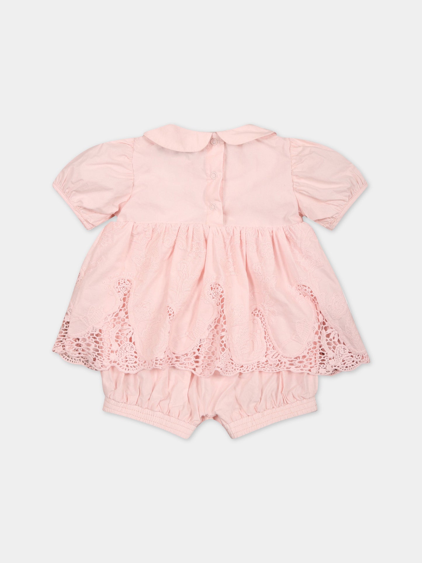 Pagliaccetto rosa per neonata con logo,Ermanno Scervino Junior,SNPG002C RI347 C001