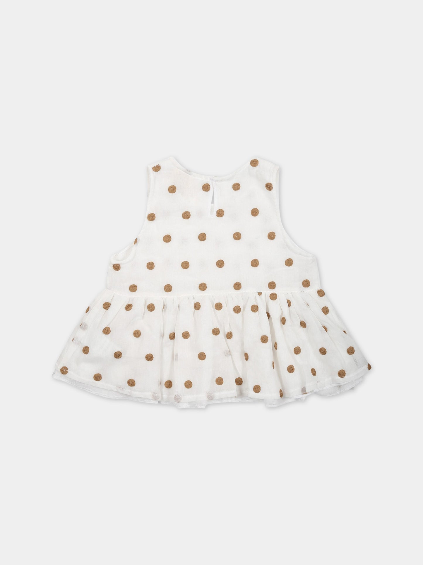 Vestito bianco per neonata con ricami all-over,Caffe' D'orzo,ZS5012 K0133 101MA
