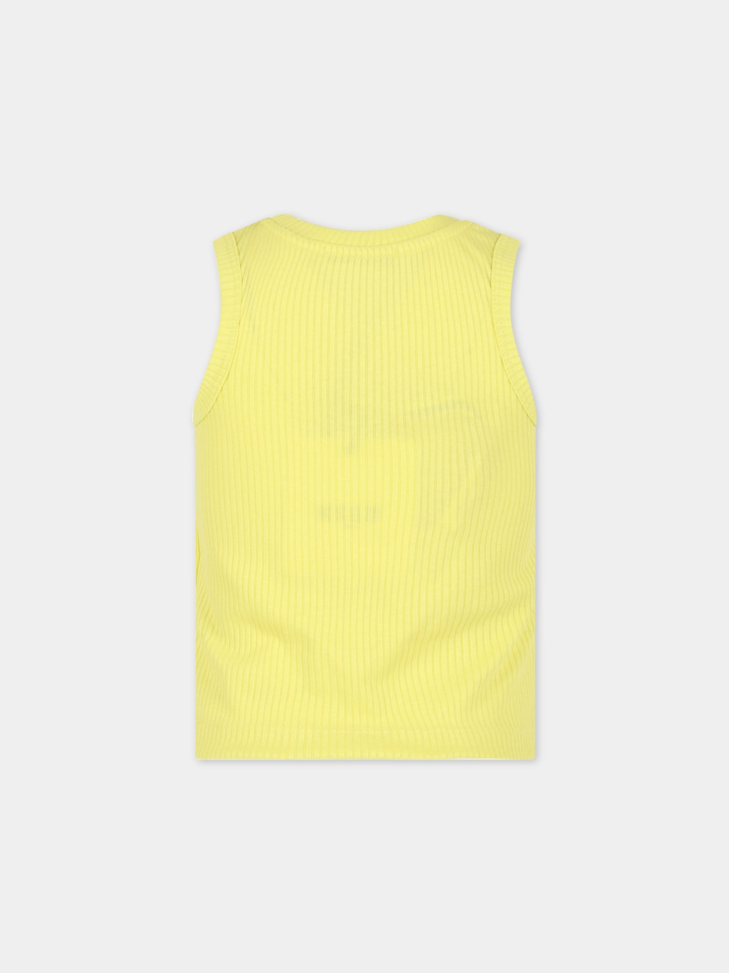 Canotta gialla per bambina con logo rosa,Msgm Kids,MS029483 020