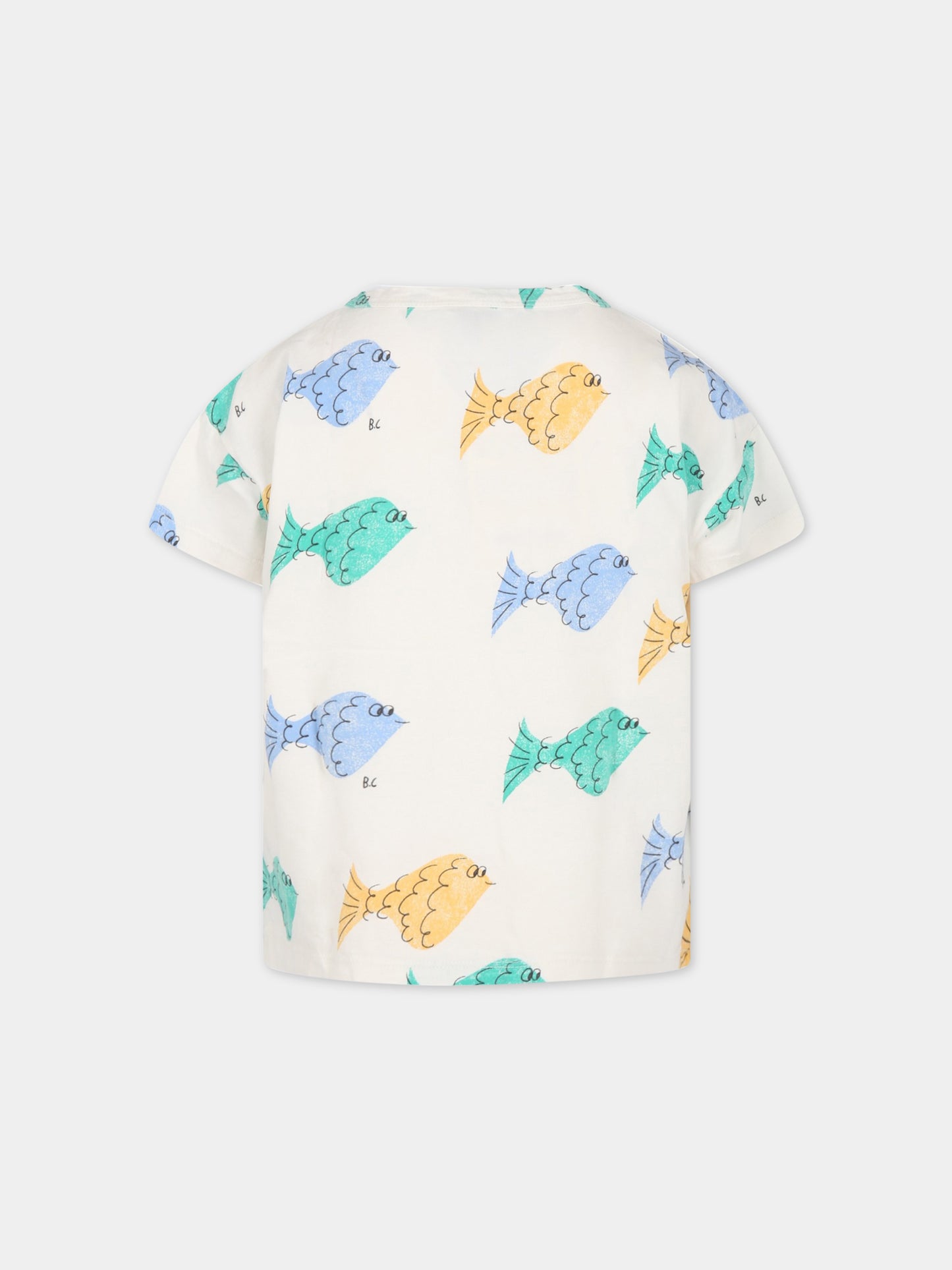 T-shirt bianca per bambino con pesci multicolor,Bobo Choses,123AC004
