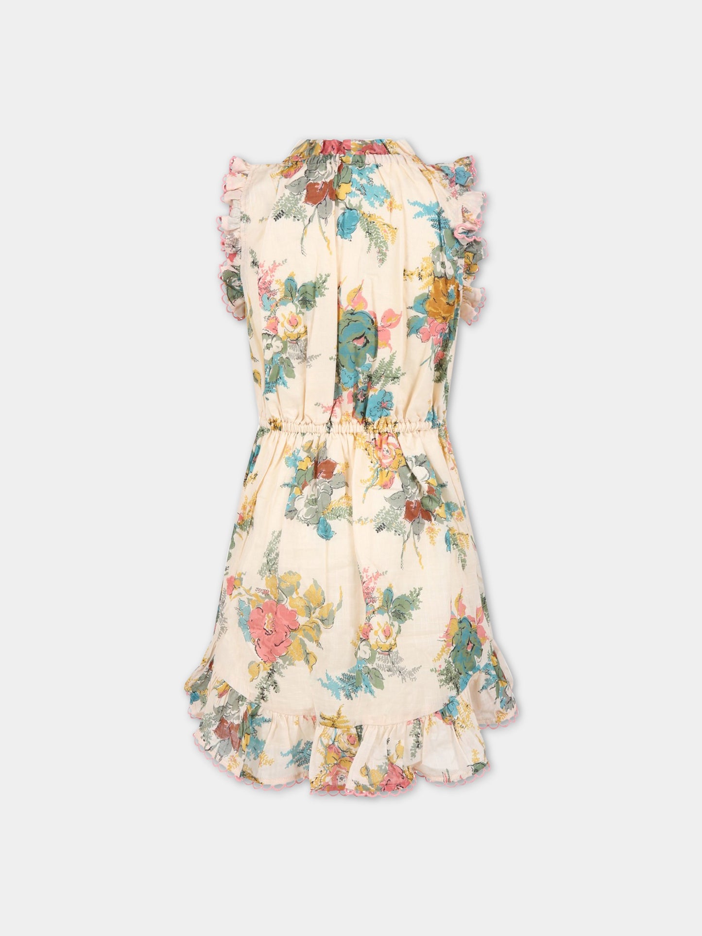 Vestito beige per bambina con stampa floreale,Zimmermann,1897DCLO HPFL