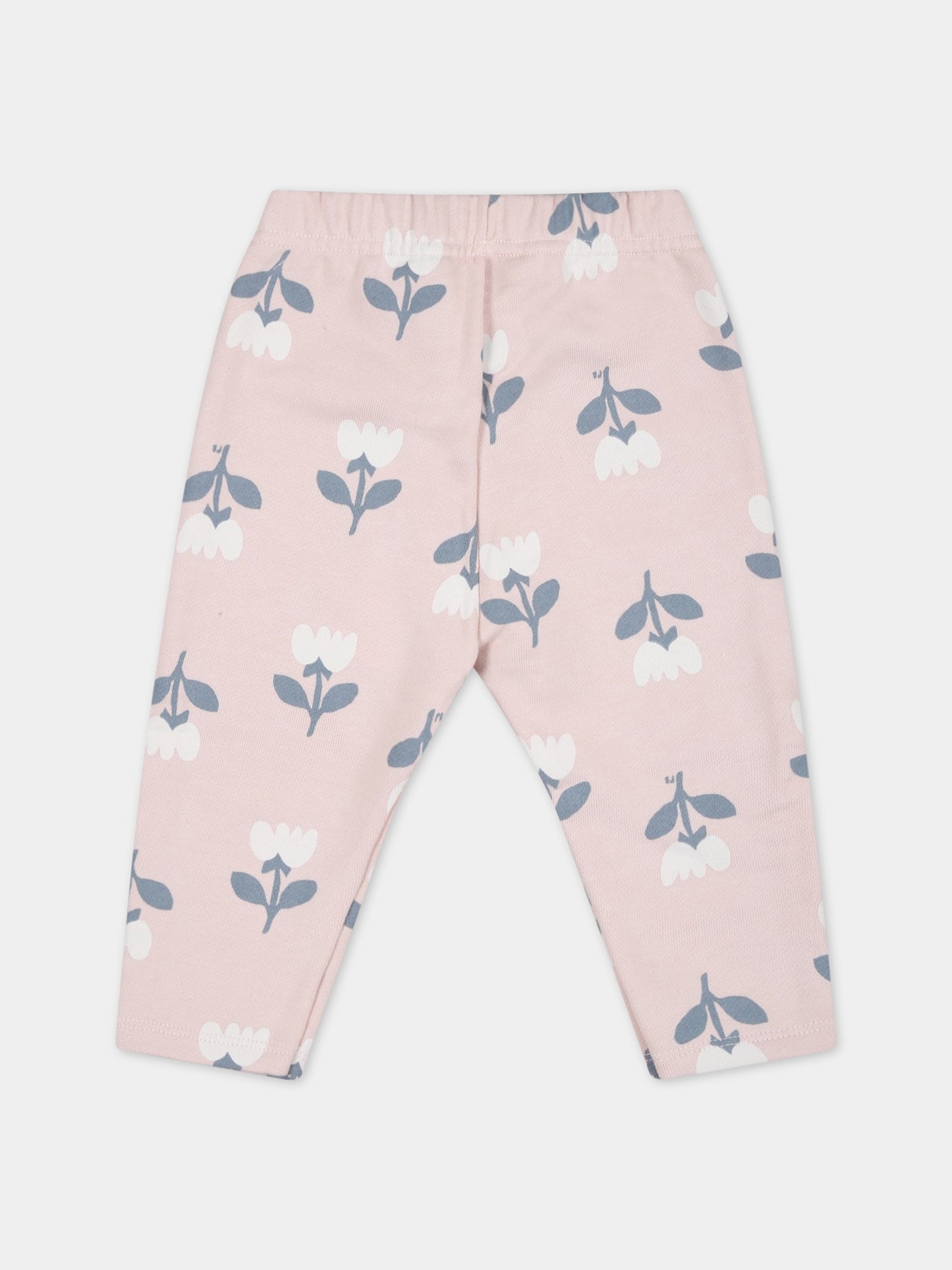 Pantaloni rosa per bambina con fiori,Petit Bateau,A071S SALINE/MULTICO