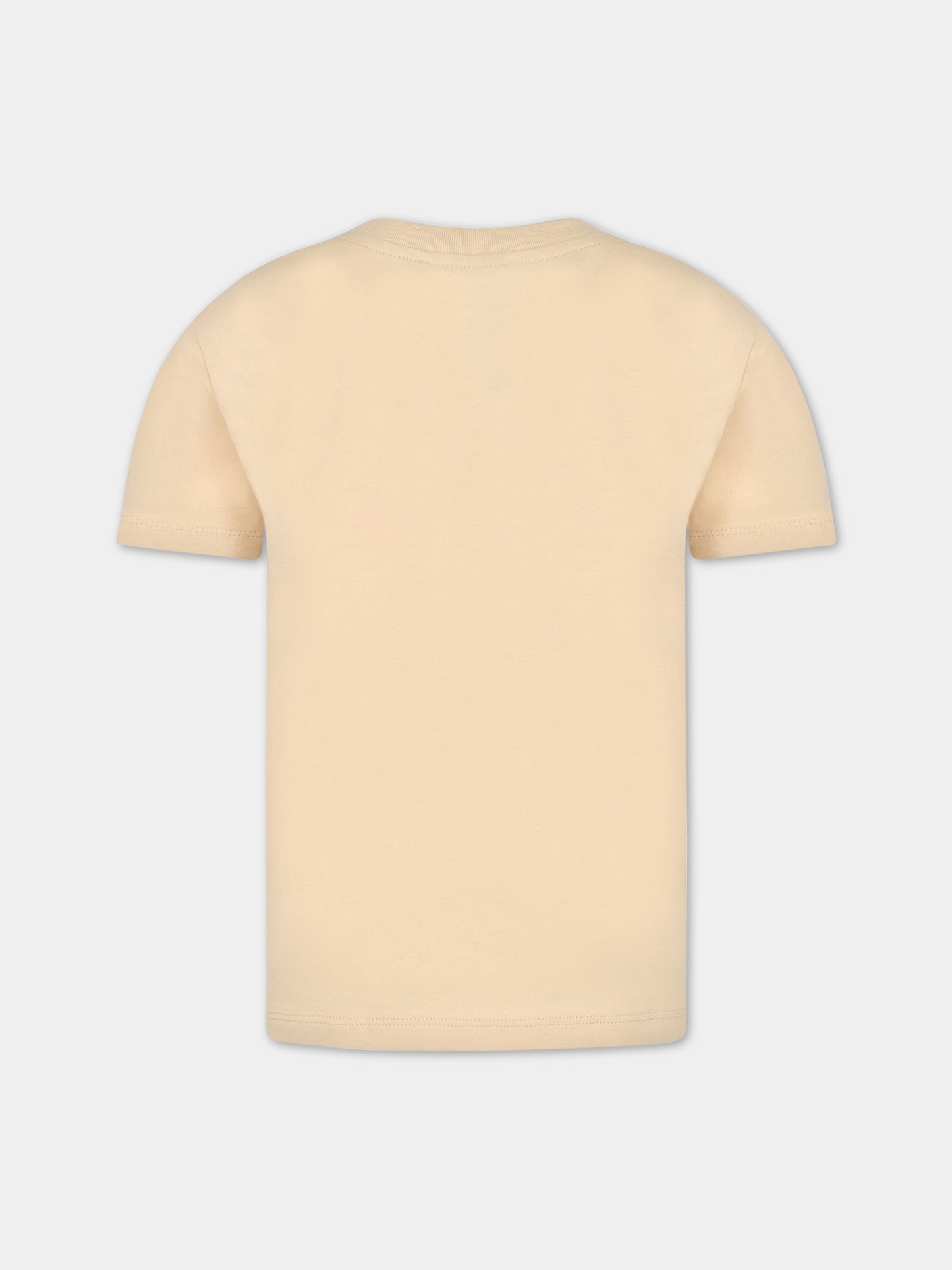 T-shirt beige per bambini con logo nero,Balmain Kids,BS8R51 Z0057 120NE