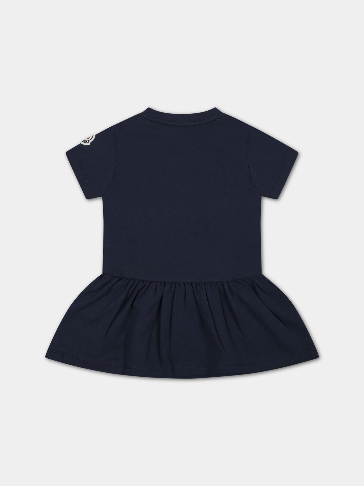 Vestito blu per neonata con logo,Moncler Kids,951 8I00004 8790N 744
