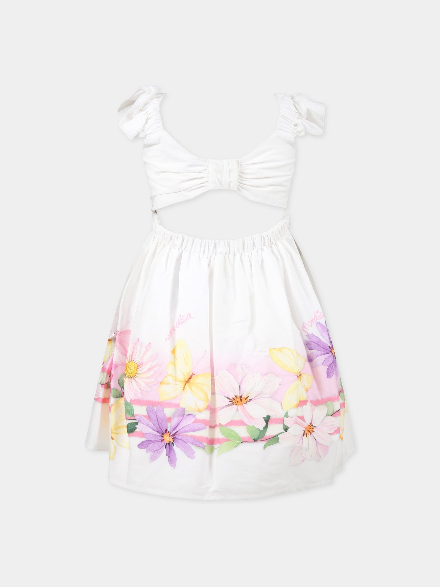 Vestito multicolor per bambina con stampa floreale,Monnalisa,11A913 1670B 9984